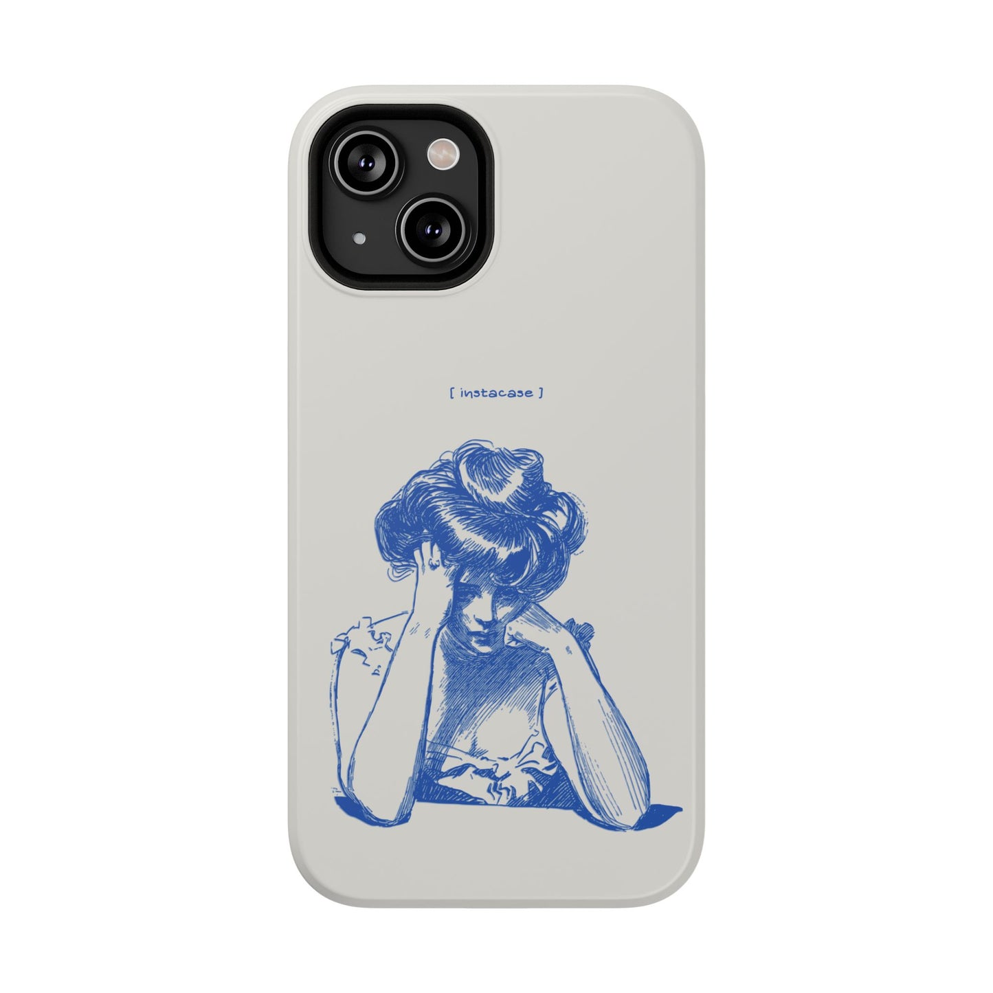 Melancholy Muse Line Art Phone Case – MagSafe Compatible for iPhone & Samsung Galaxy