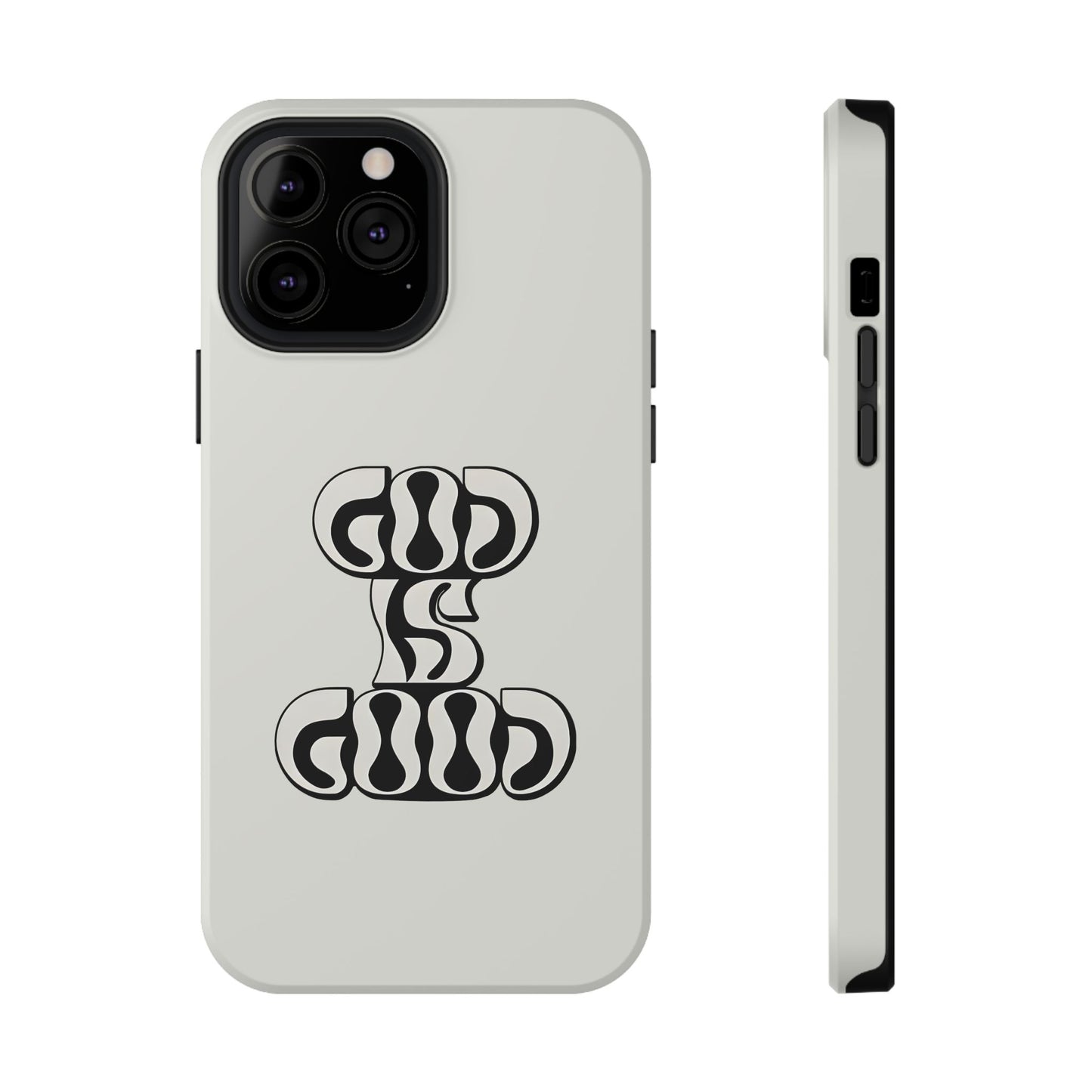 Black & White Bold "God Is Good" Phone Case – MagSafe Compatible for iPhone & Samsung Galaxy