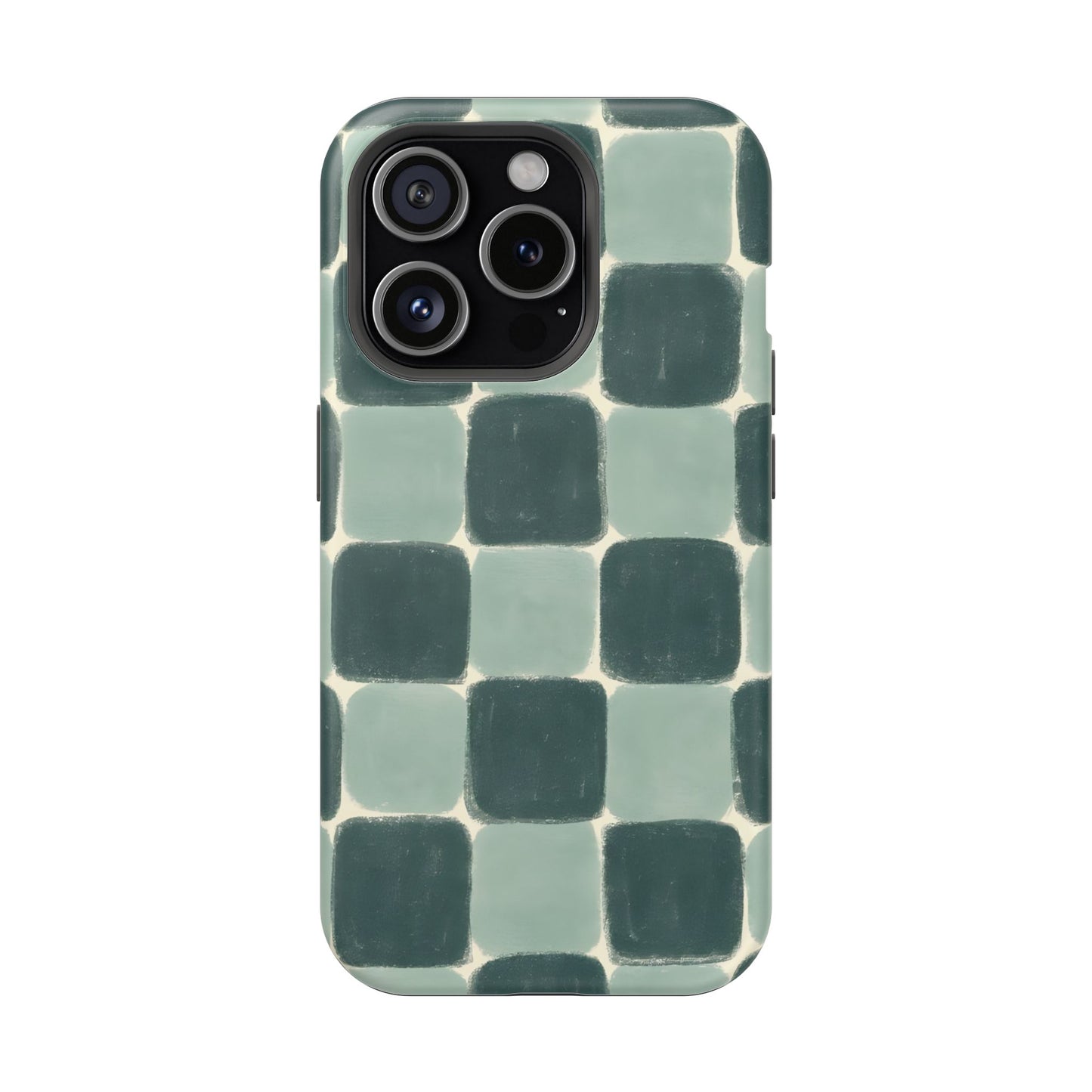 Green Checkerboard Retro Phone Case – MagSafe Compatible for iPhone & Samsung Galaxy