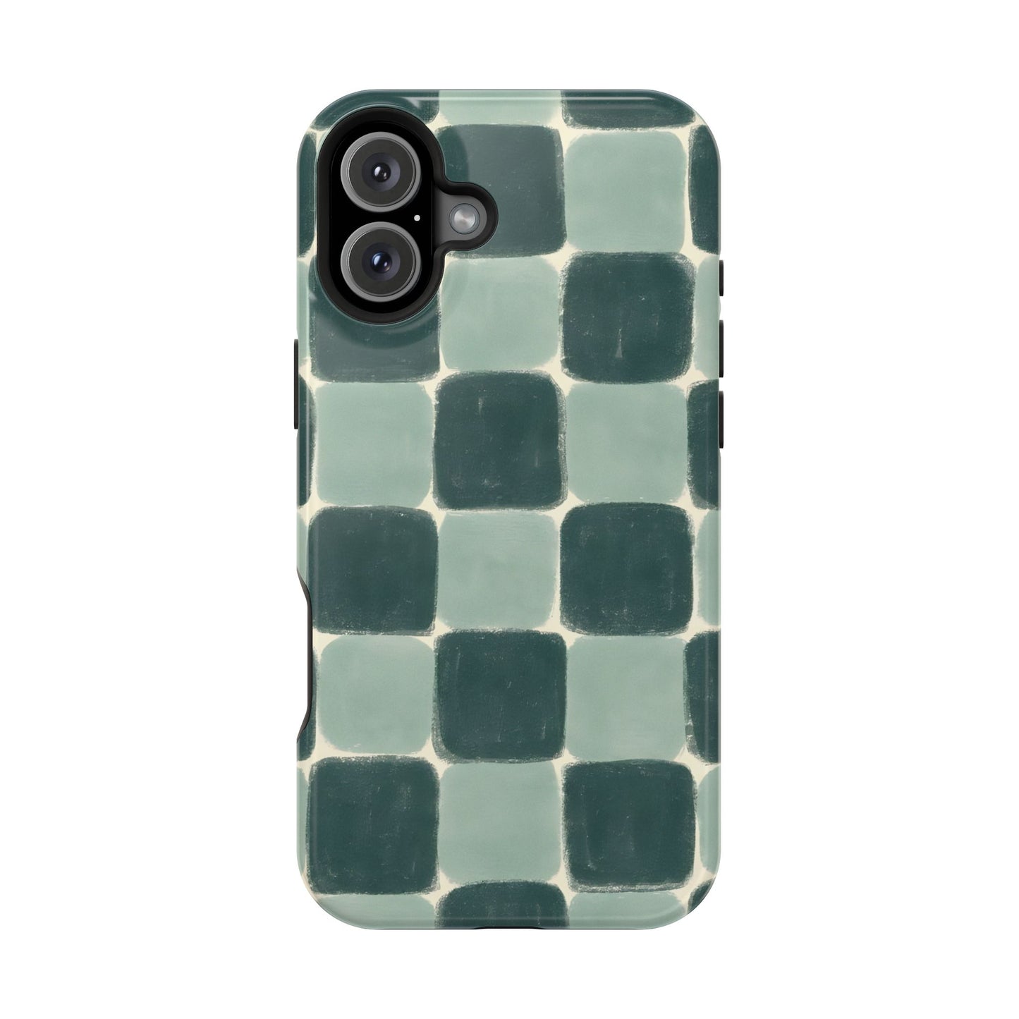 Green Checkerboard Retro Phone Case – MagSafe Compatible for iPhone & Samsung Galaxy