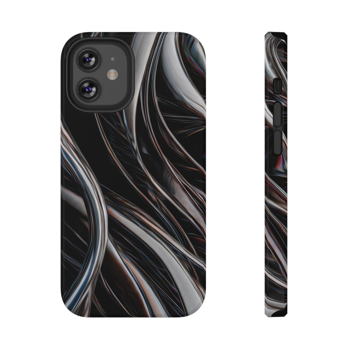 Black Metallic Streaks Phone Case – MagSafe Compatible for iPhone & Samsung Galaxy