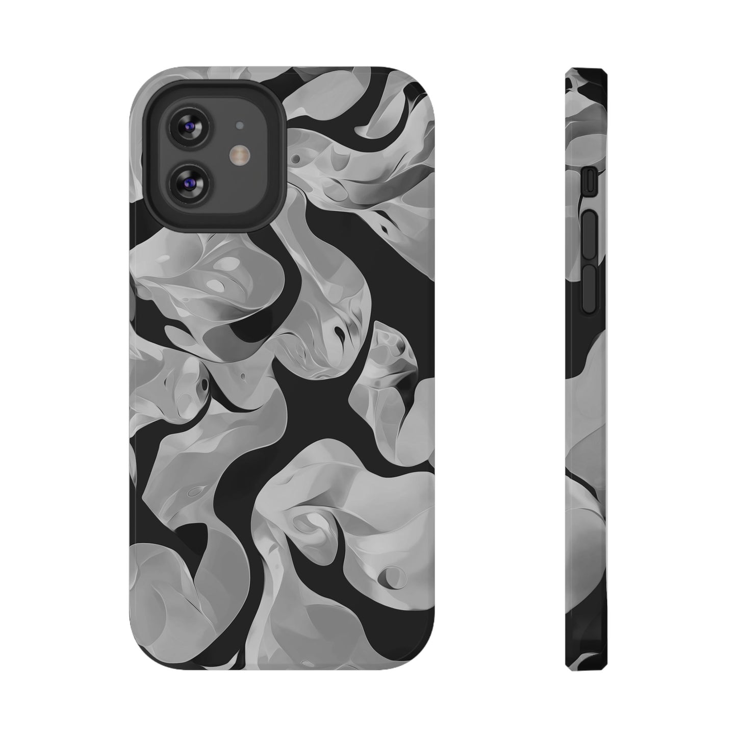 Abstract Monochrome Swirl Phone Case – MagSafe Compatible for iPhone & Samsung Galaxy