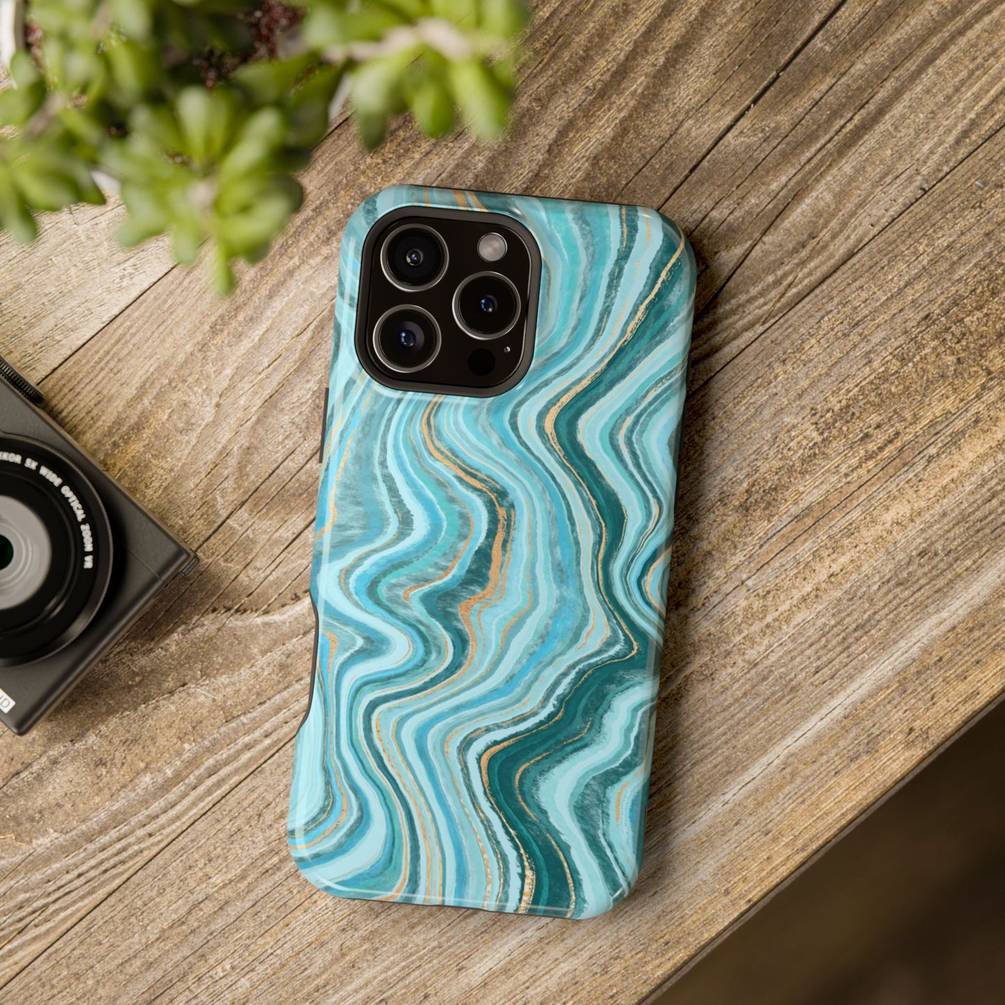 Ocean Agate Swirl Phone Case – MagSafe Compatible for iPhone & Samsung Galaxy
