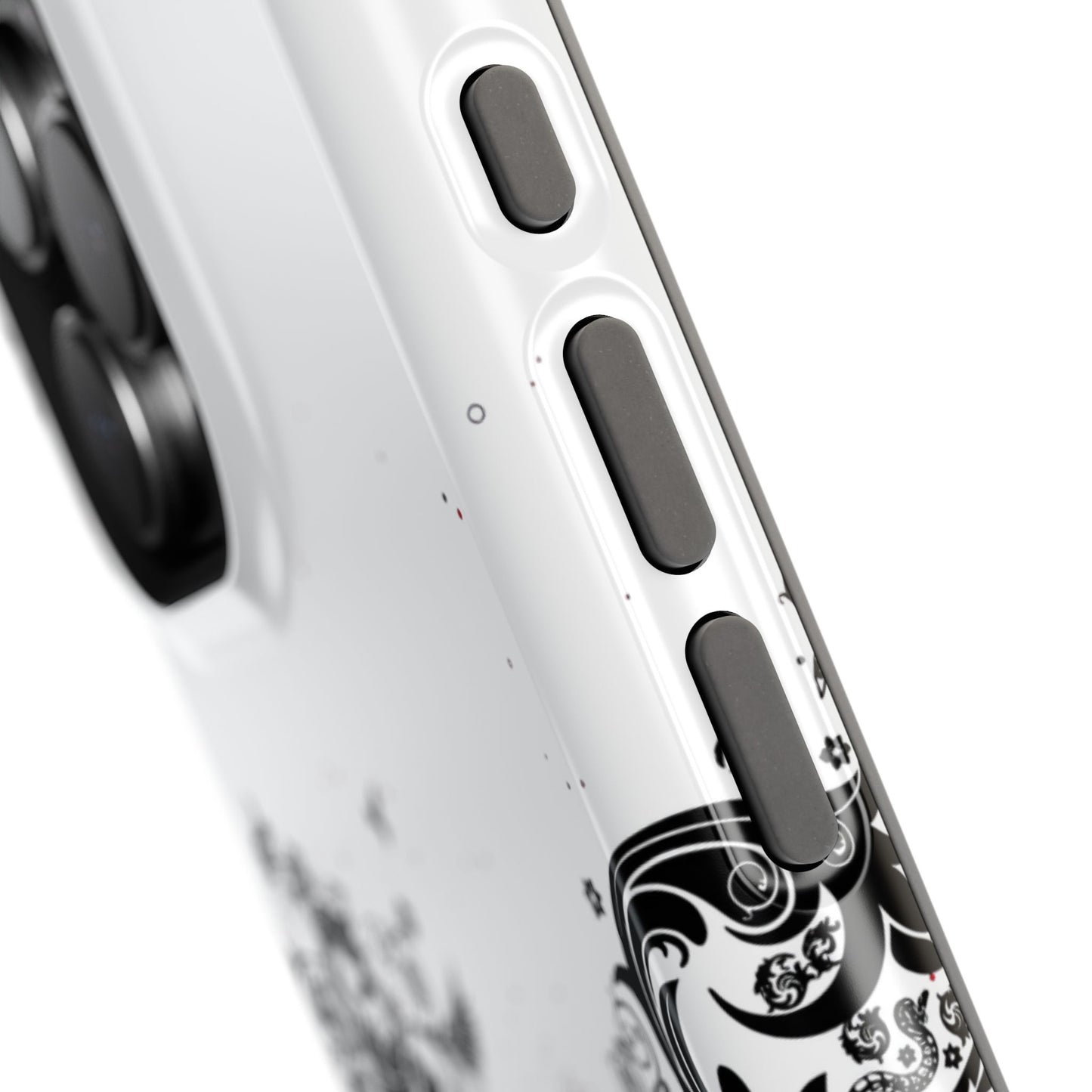 Ornate Black & White Floral Swirl Phone Case – MagSafe Compatible for iPhone & Samsung Galaxy