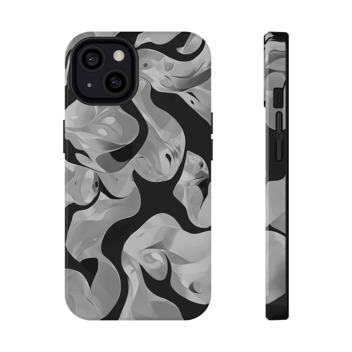 Abstract Monochrome Swirl Phone Case – MagSafe Compatible for iPhone & Samsung Galaxy