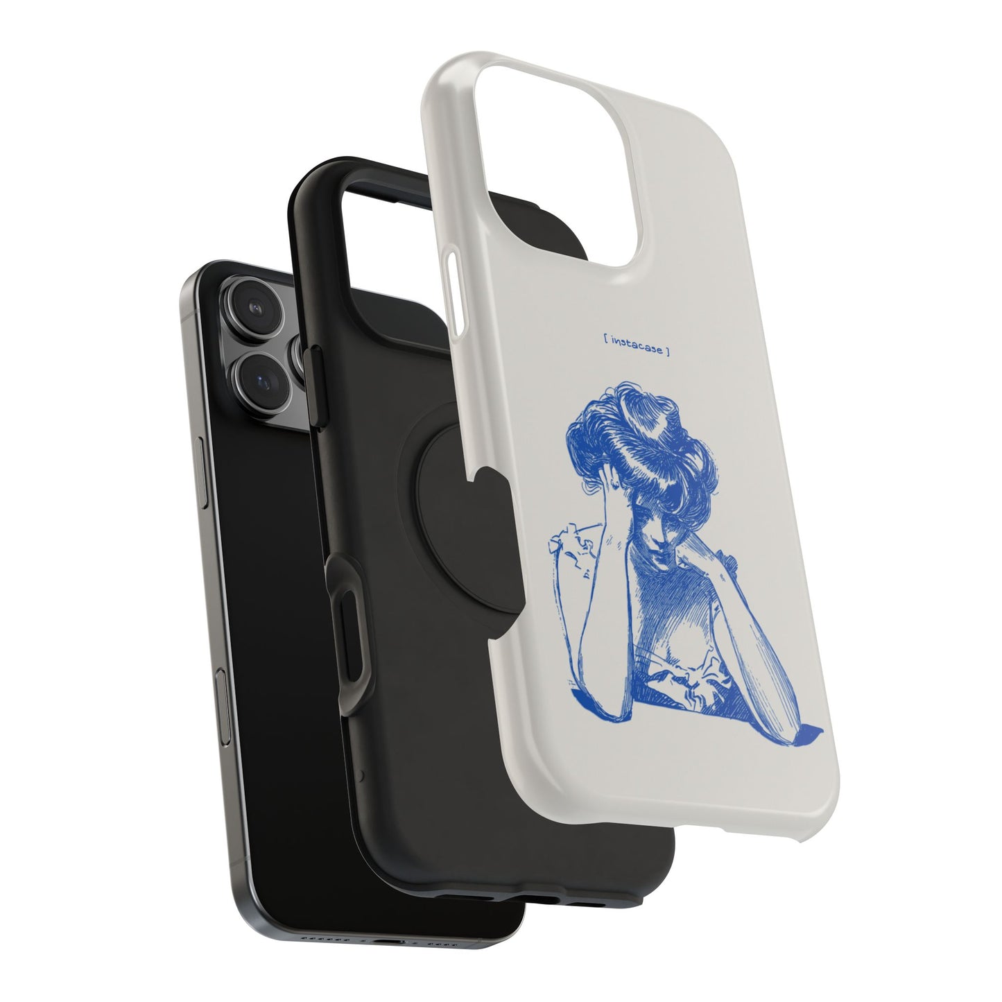 Melancholy Muse Line Art Phone Case – MagSafe Compatible for iPhone & Samsung Galaxy