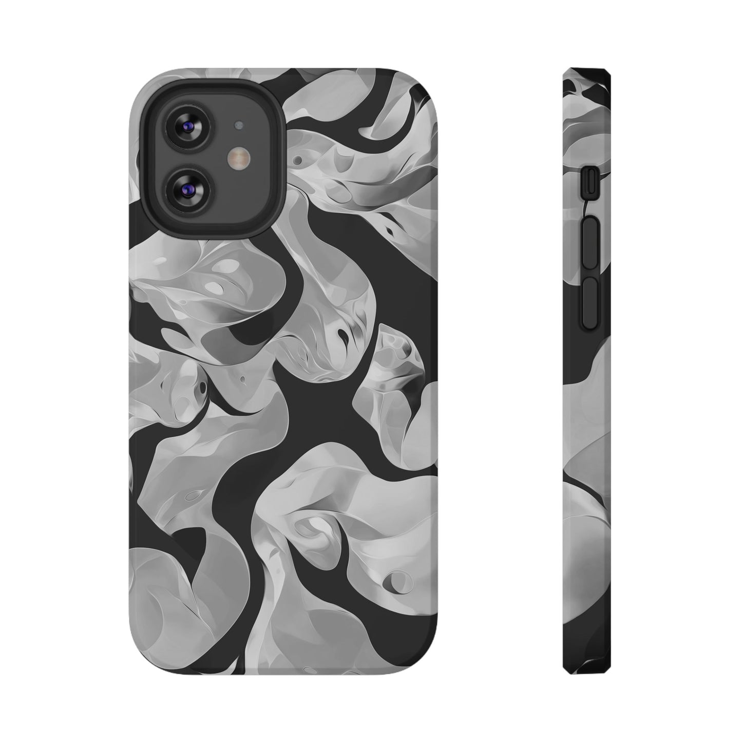 Abstract Monochrome Swirl Phone Case – MagSafe Compatible for iPhone & Samsung Galaxy