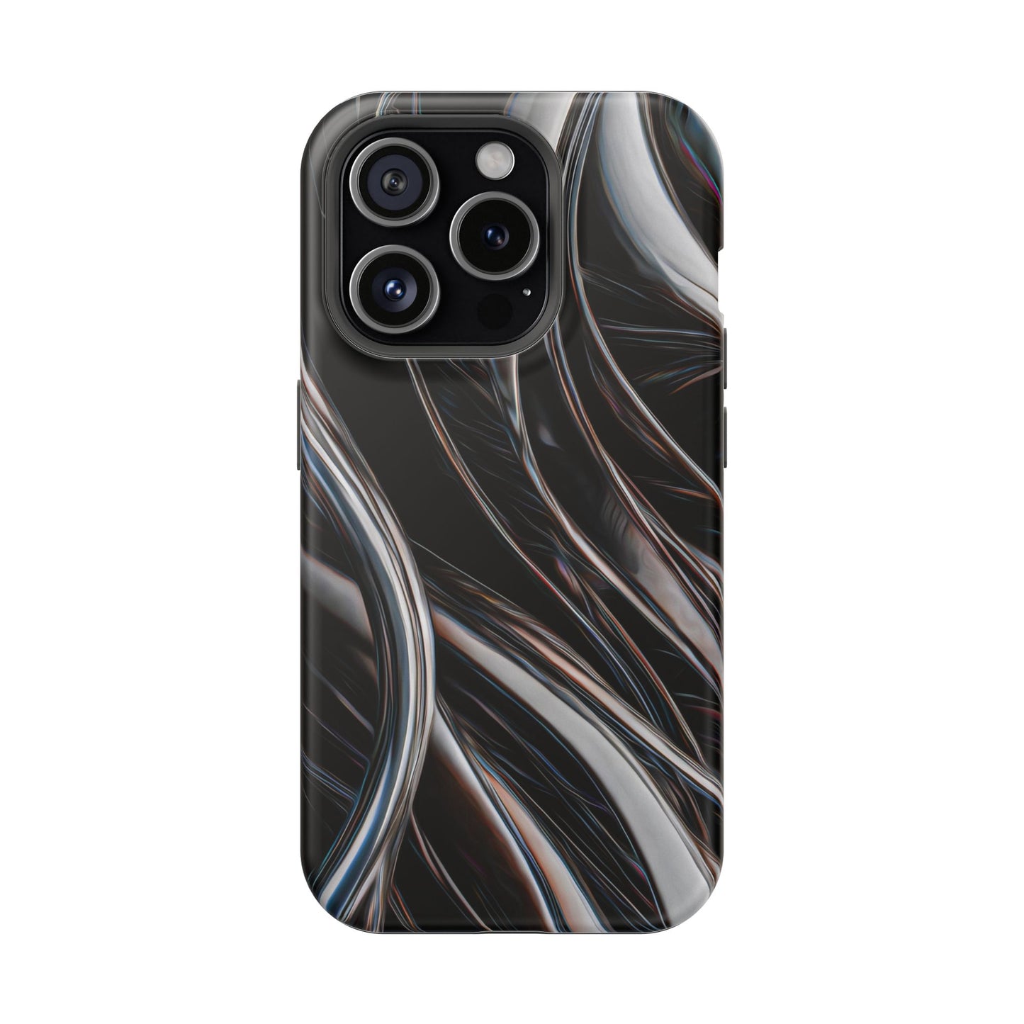 Black Metallic Streaks Phone Case – MagSafe Compatible for iPhone & Samsung Galaxy