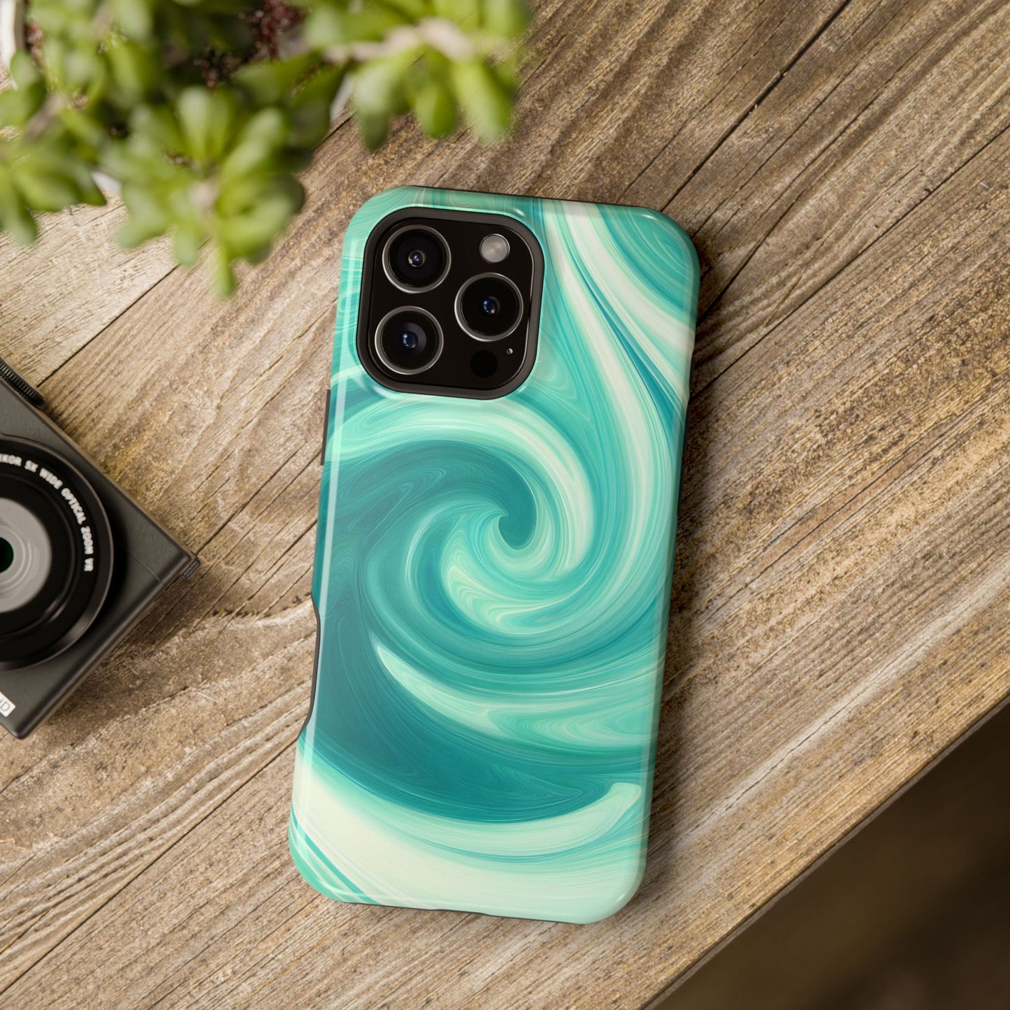 Turquoise Swirl Abstract Phone Case – MagSafe Compatible for iPhone & Samsung Galaxy