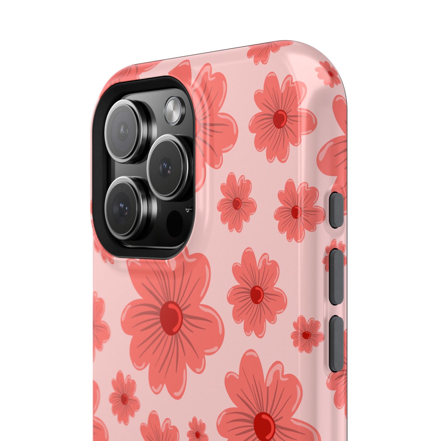 Blush Red Floral Phone Case – MagSafe Compatible for iPhone & Samsung Galaxy