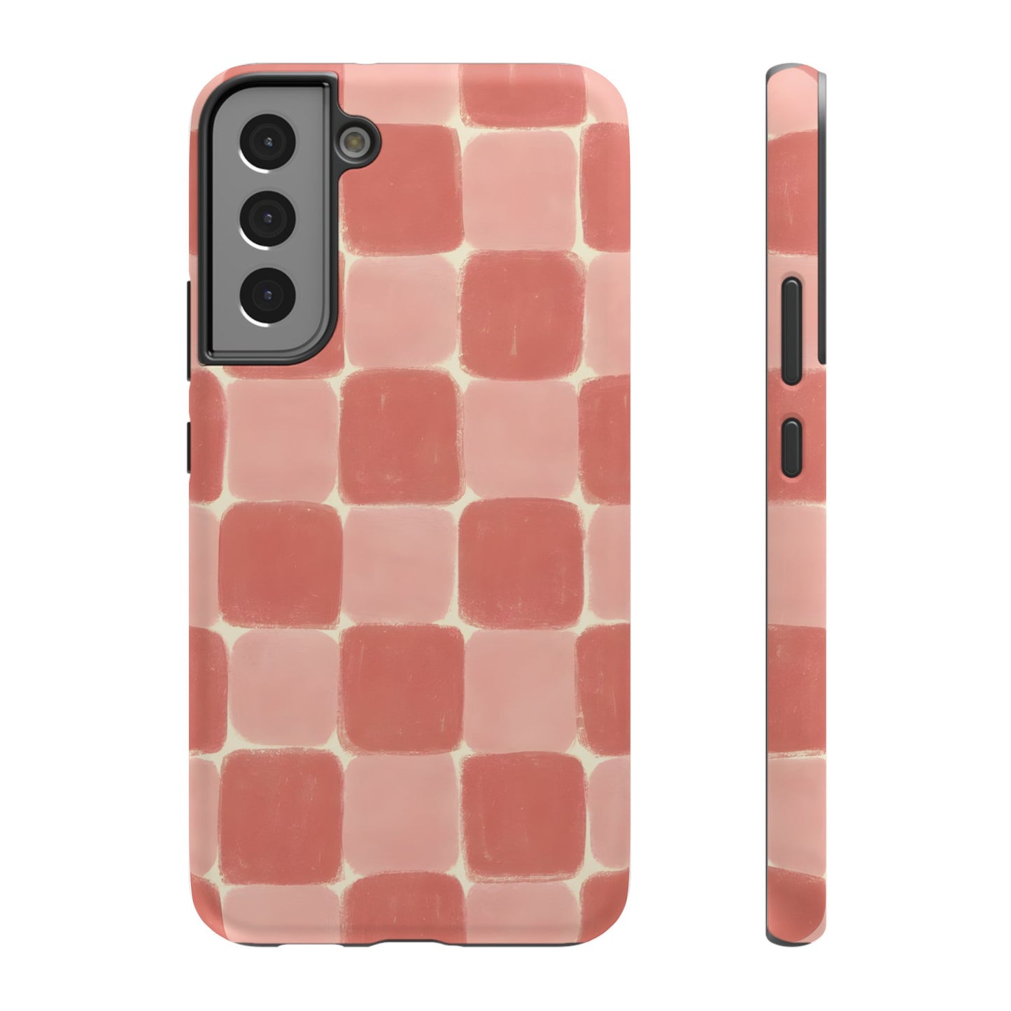 Blush Pink Checkerboard Phone Case – MagSafe Compatible for iPhone & Samsung Galaxy