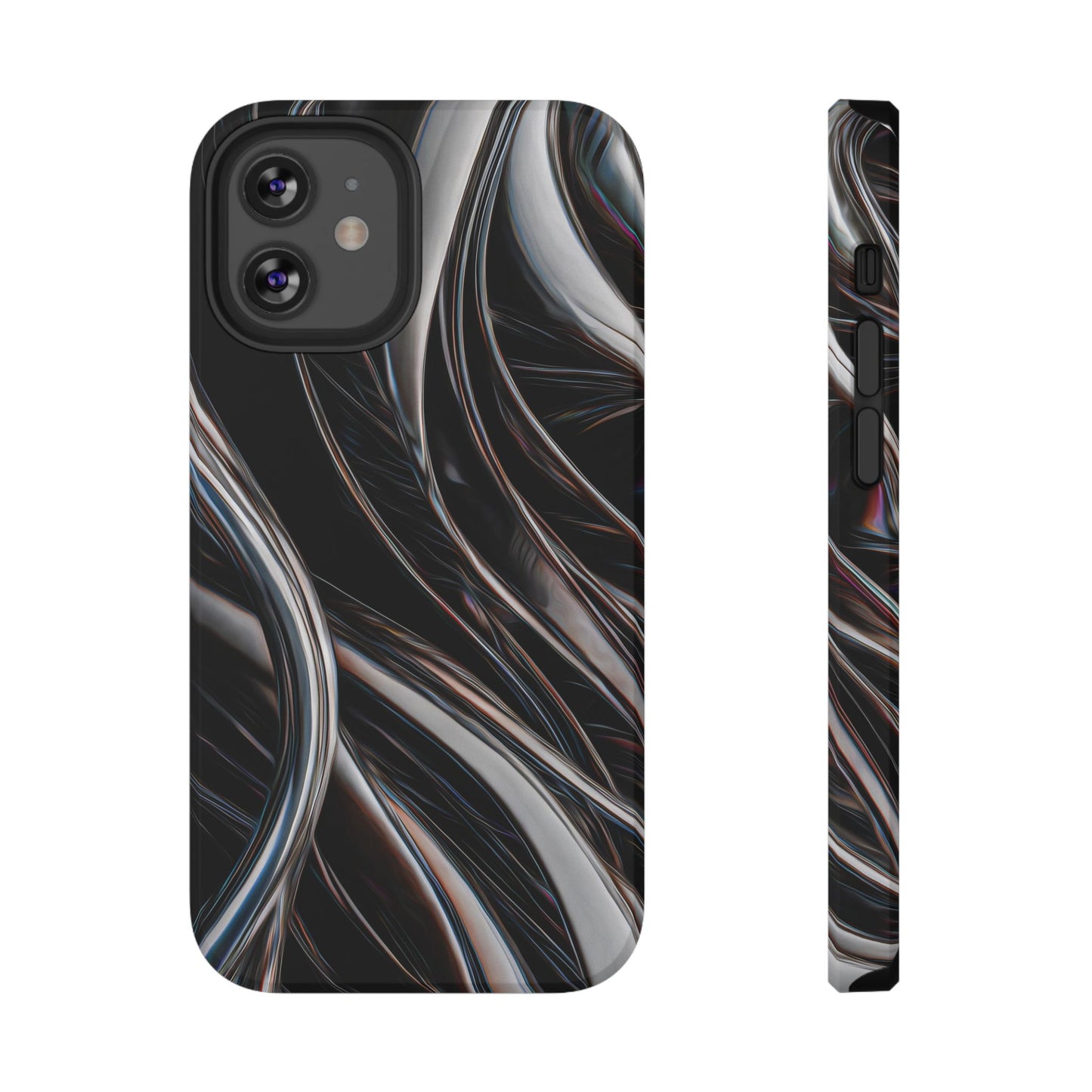 Black Metallic Streaks Phone Case – MagSafe Compatible for iPhone & Samsung Galaxy