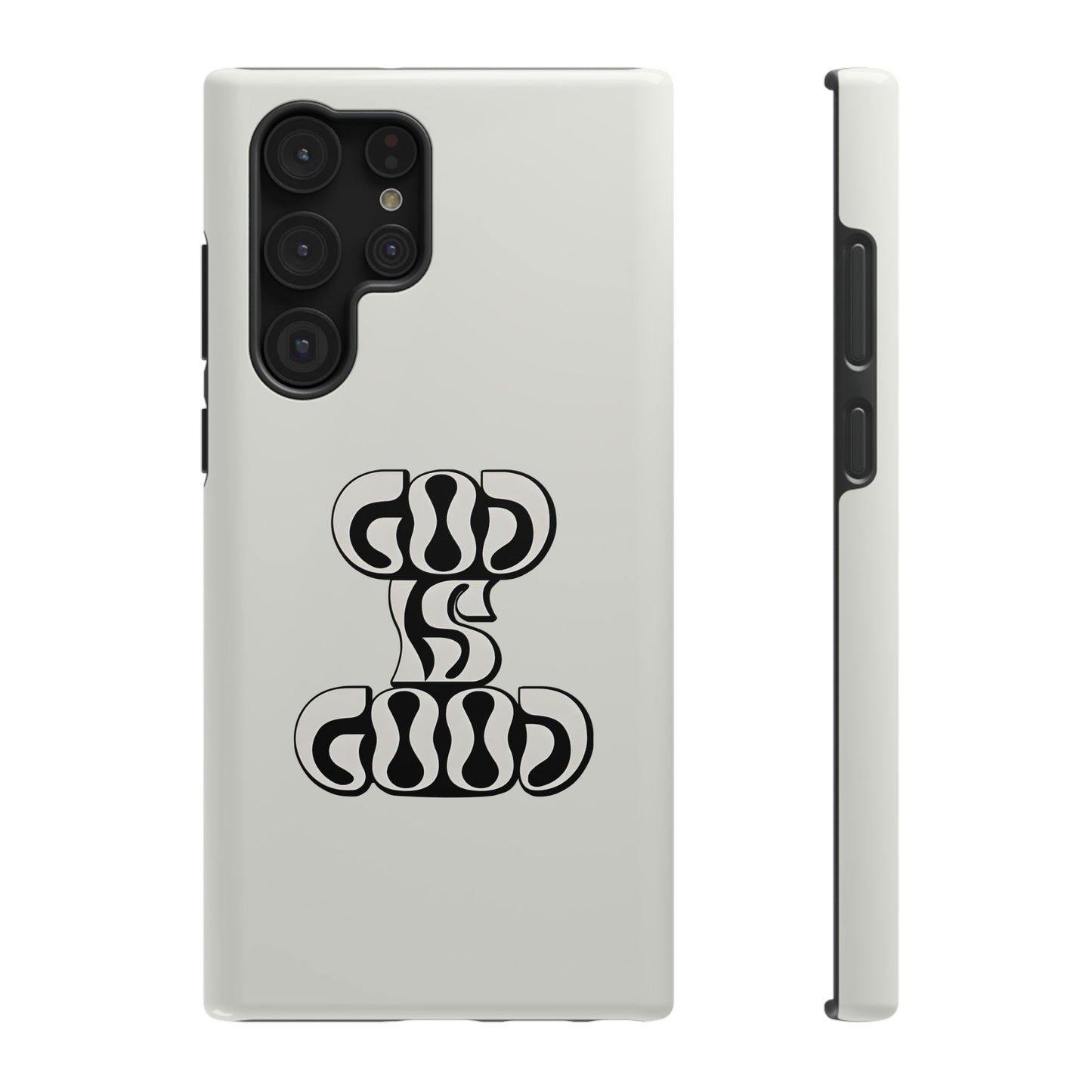 Black & White Bold "God Is Good" Phone Case – MagSafe Compatible for iPhone & Samsung Galaxy
