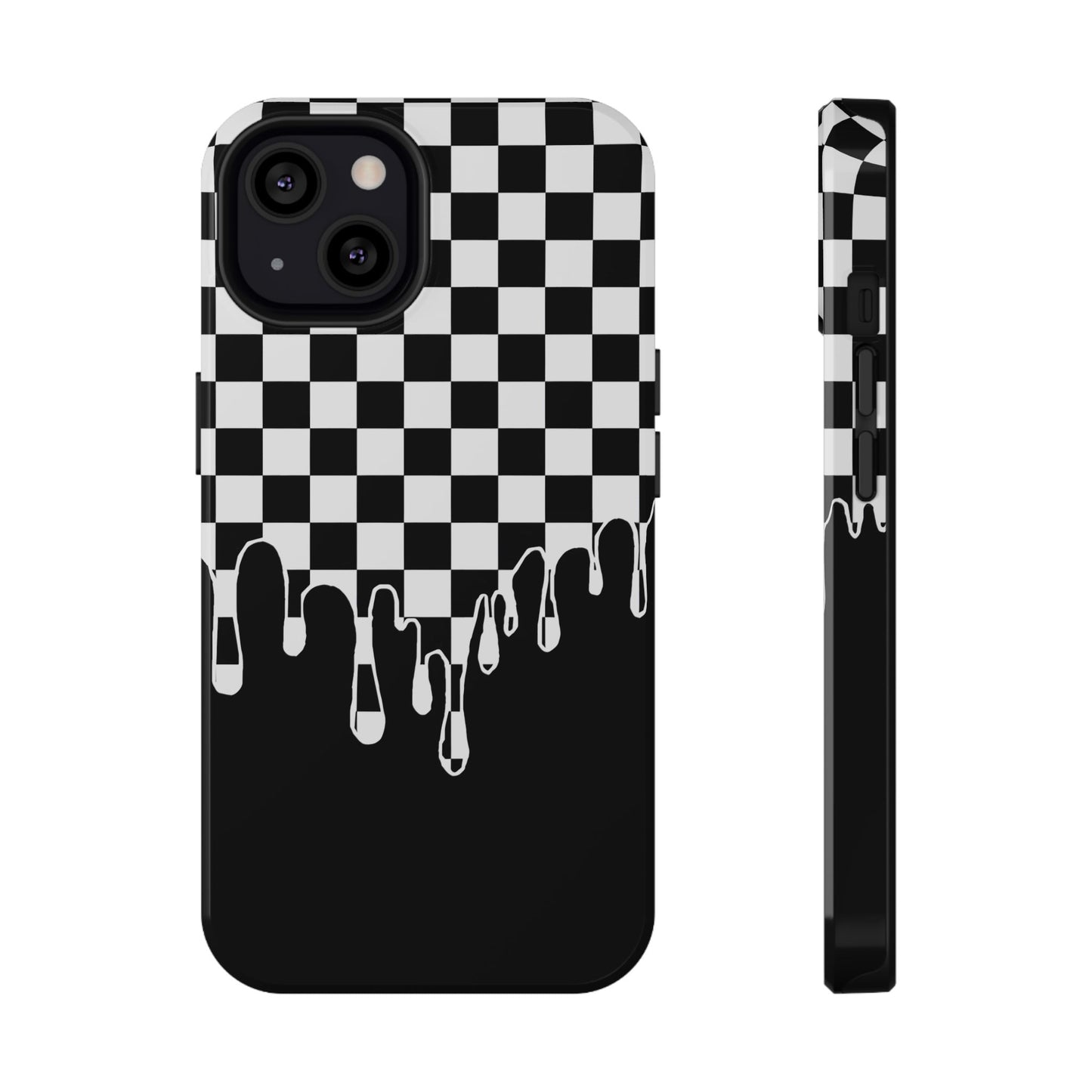 Dripping Checkerboard Phone Case – MagSafe Compatible for iPhone & Samsung Galaxy