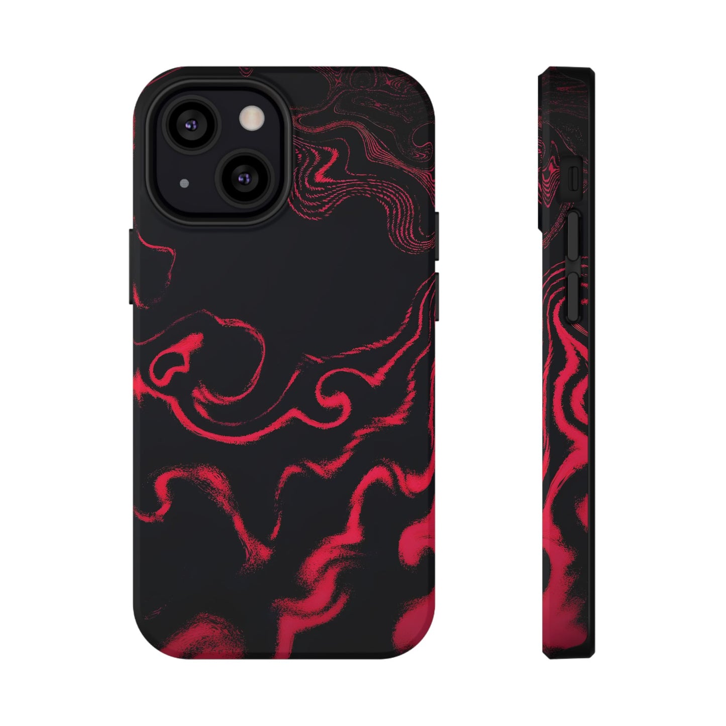 Crimson Smoke Abstract Phone Case – MagSafe Compatible for iPhone & Samsung Galaxy
