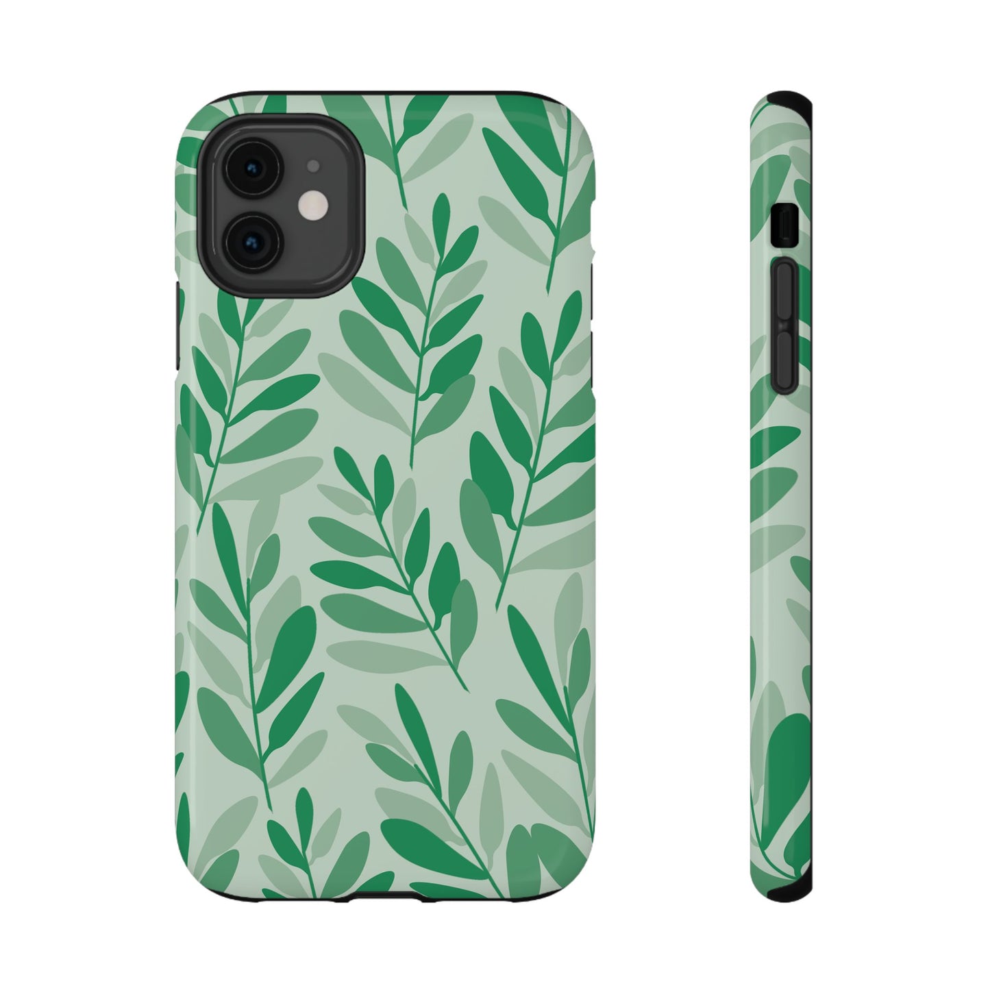 Green Leaf Pattern Phone Case – MagSafe Compatible for iPhone & Samsung Galaxy