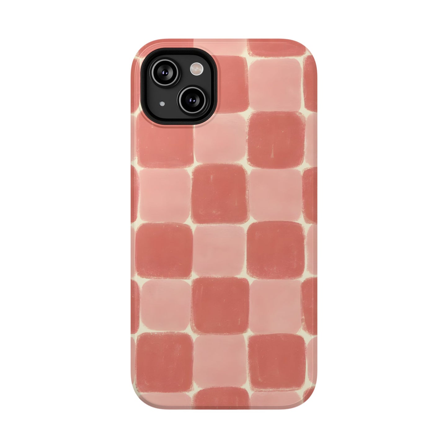 Blush Pink Checkerboard Phone Case – MagSafe Compatible for iPhone & Samsung Galaxy