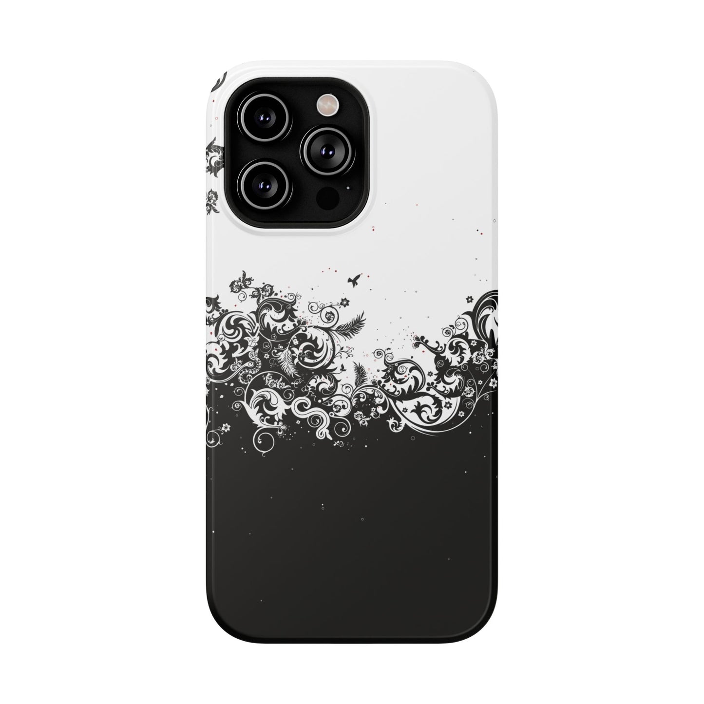 Ornate Black & White Floral Swirl Phone Case – MagSafe Compatible for iPhone & Samsung Galaxy