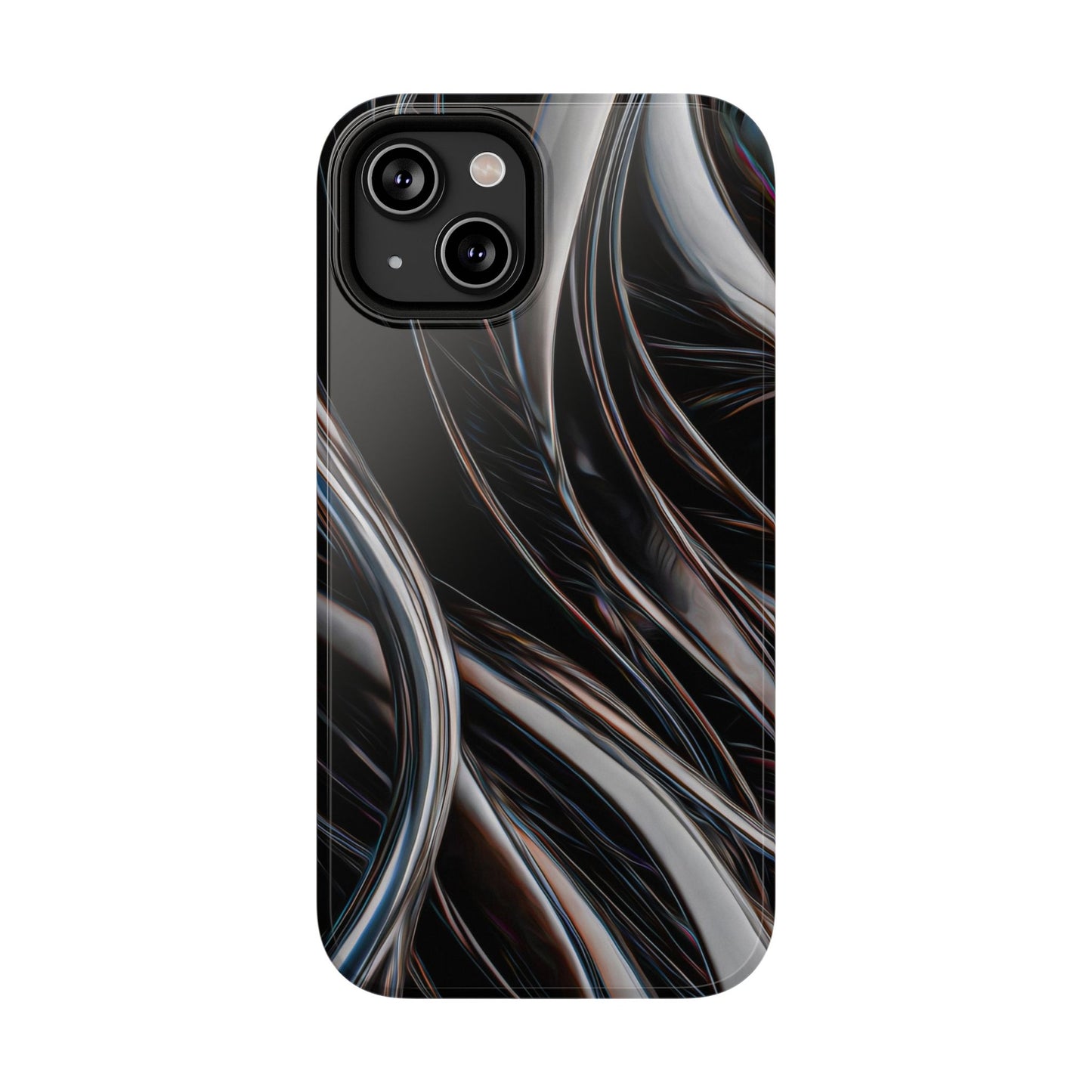 Black Metallic Streaks Phone Case – MagSafe Compatible for iPhone & Samsung Galaxy