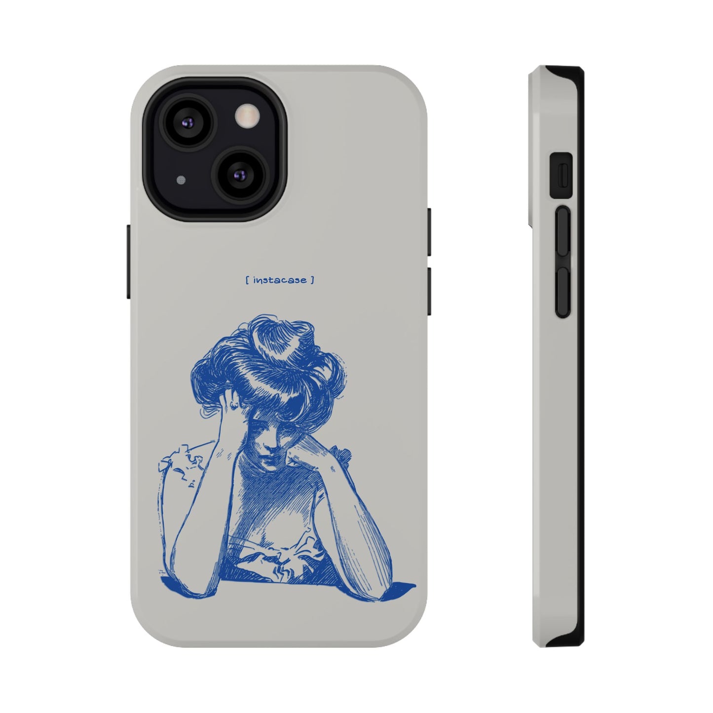 Melancholy Muse Line Art Phone Case – MagSafe Compatible for iPhone & Samsung Galaxy