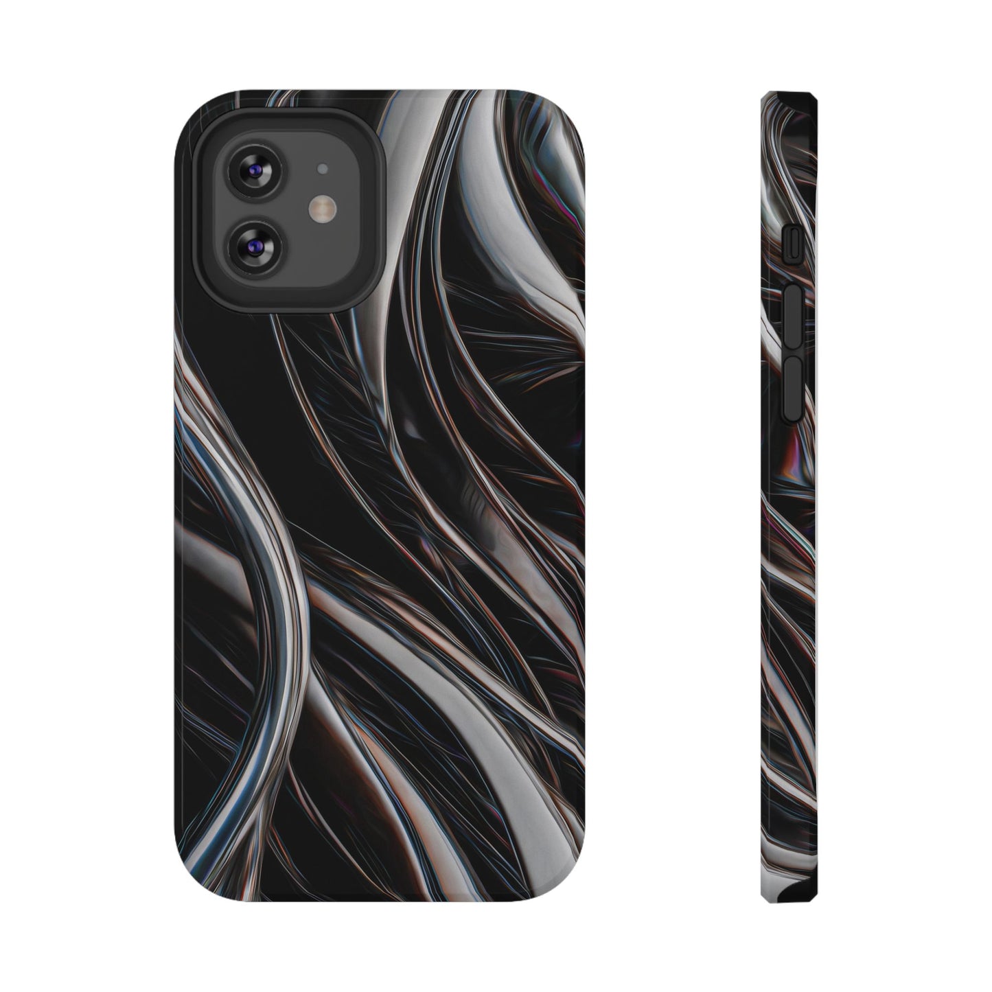 Black Metallic Streaks Phone Case – MagSafe Compatible for iPhone & Samsung Galaxy
