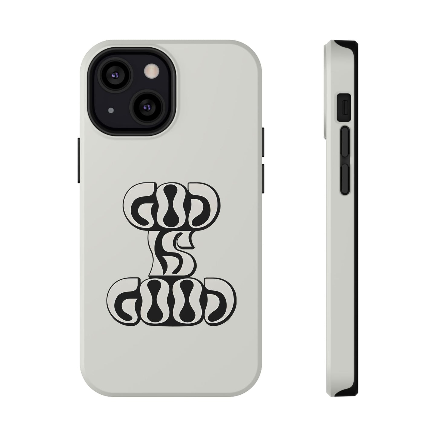 Black & White Bold "God Is Good" Phone Case – MagSafe Compatible for iPhone & Samsung Galaxy