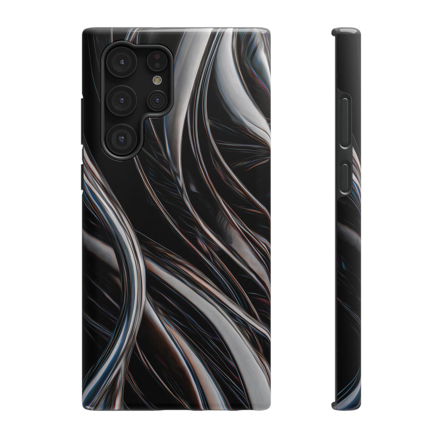 Black Metallic Streaks Phone Case – MagSafe Compatible for iPhone & Samsung Galaxy