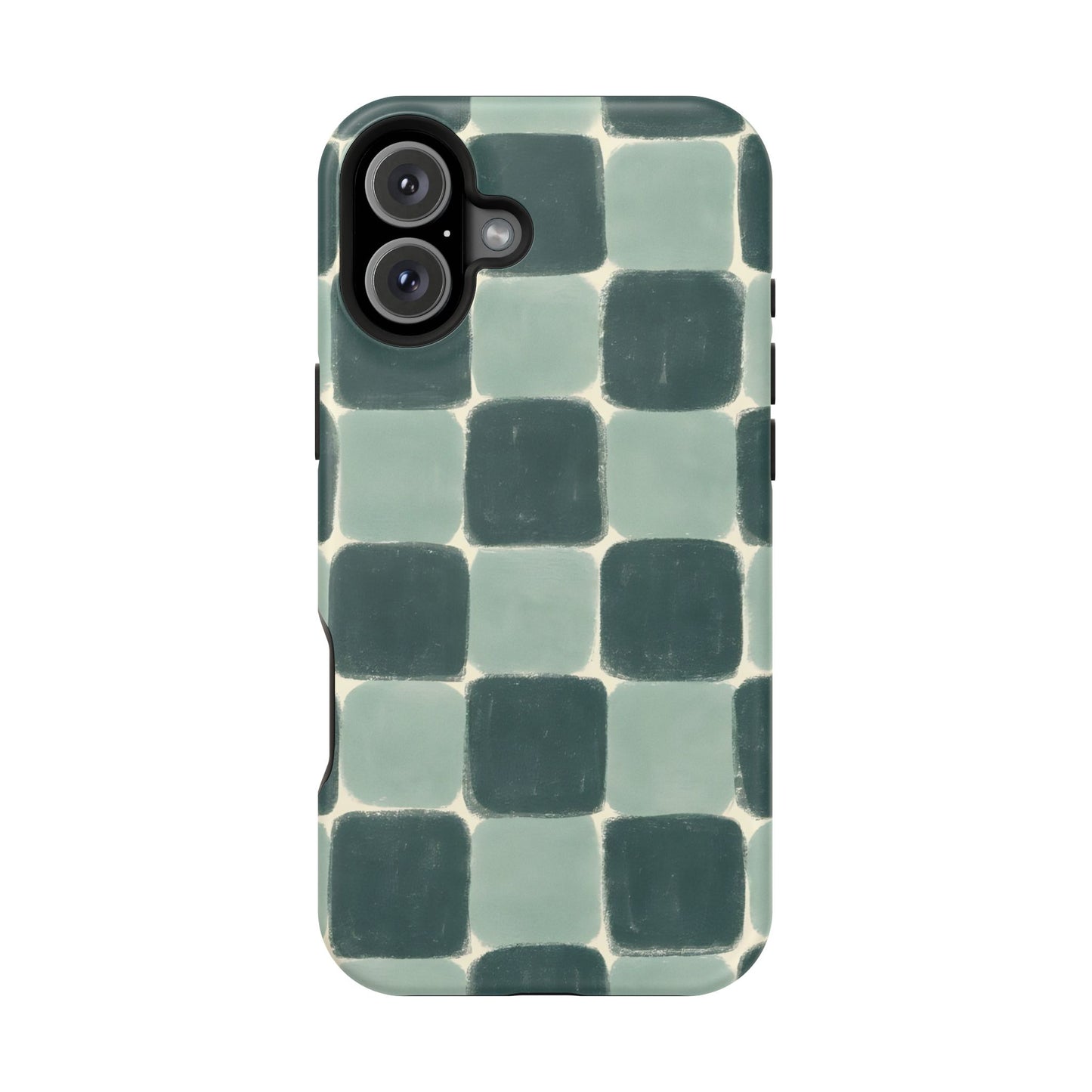 Green Checkerboard Retro Phone Case – MagSafe Compatible for iPhone & Samsung Galaxy