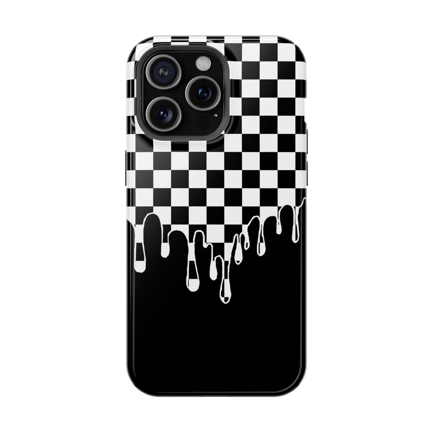 Dripping Checkerboard Phone Case – MagSafe Compatible for iPhone & Samsung Galaxy