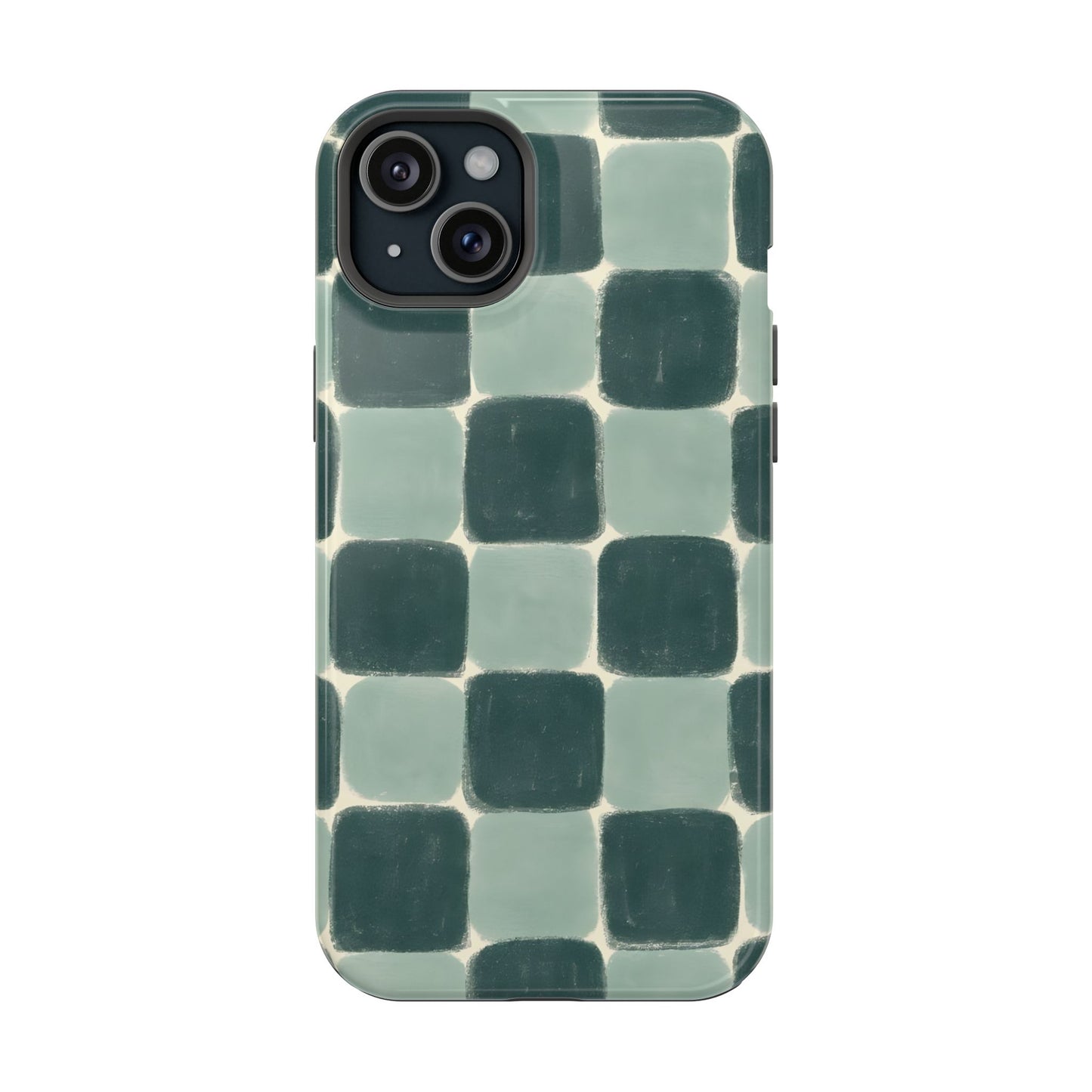 Green Checkerboard Retro Phone Case – MagSafe Compatible for iPhone & Samsung Galaxy