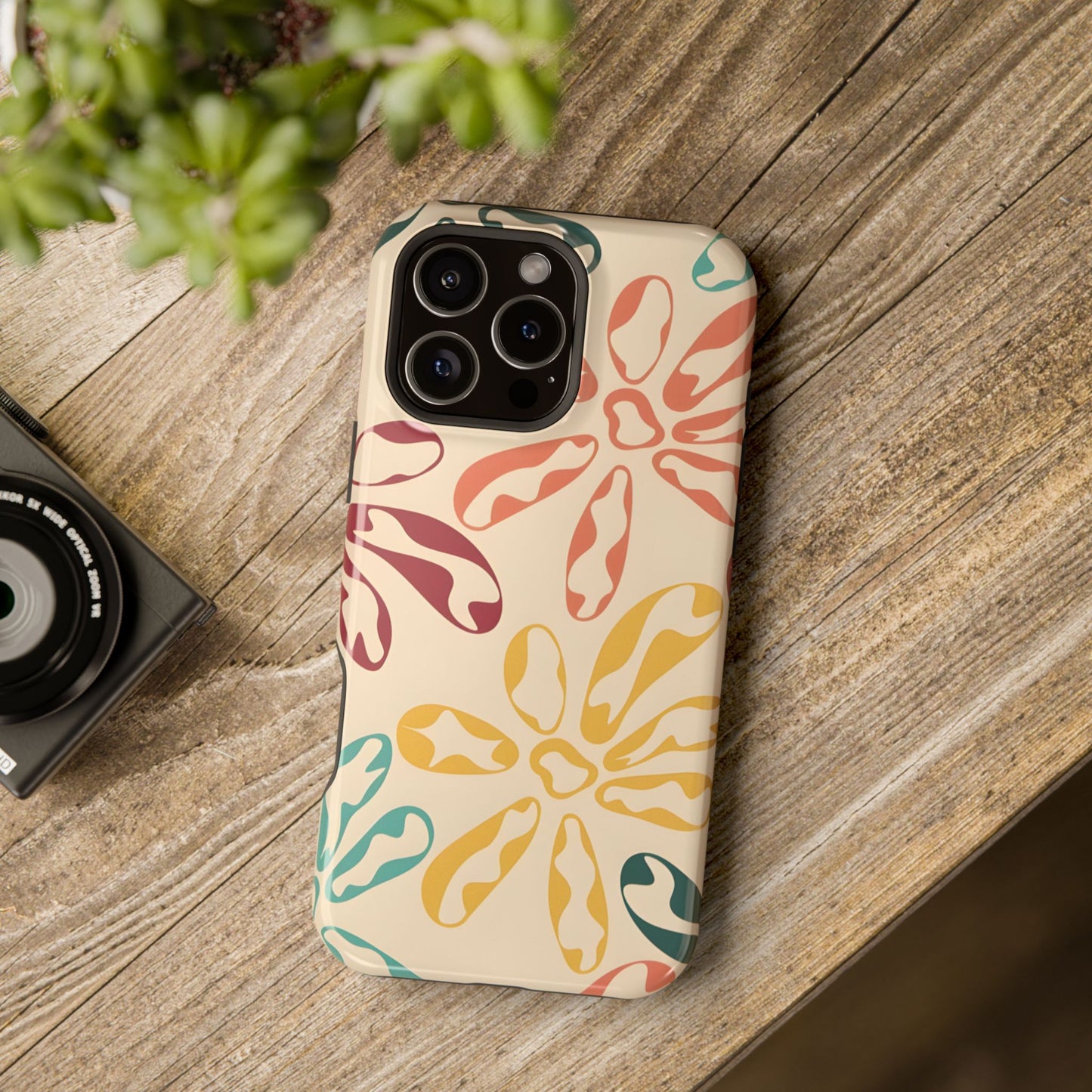 Retro Groovy Floral Phone Case – MagSafe Compatible for iPhone & Samsung Galaxy
