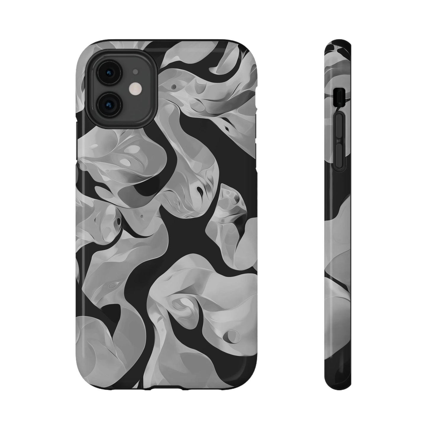 Abstract Monochrome Swirl Phone Case – MagSafe Compatible for iPhone & Samsung Galaxy
