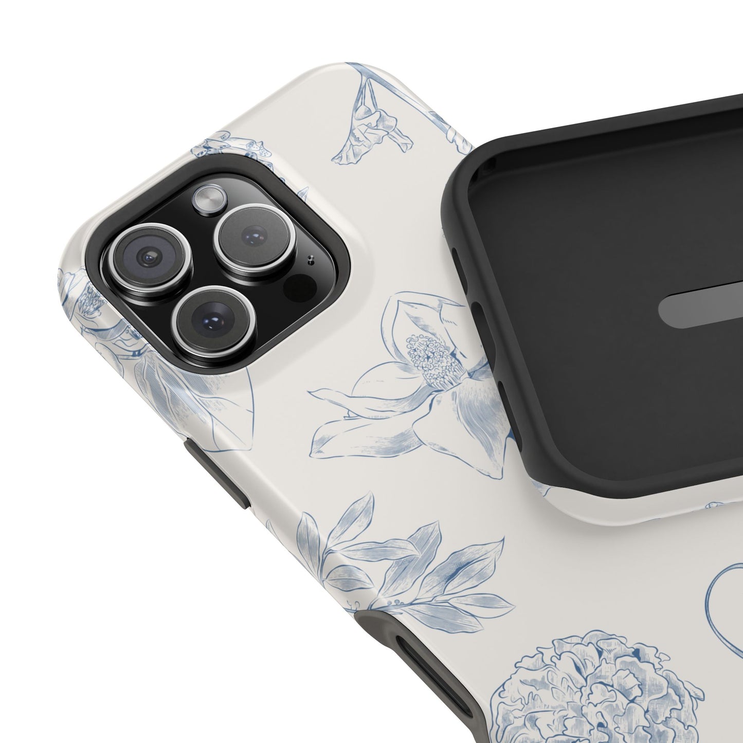 Vintage Blue Botanical Sketch Phone Case – MagSafe Compatible for iPhone & Samsung Galaxy