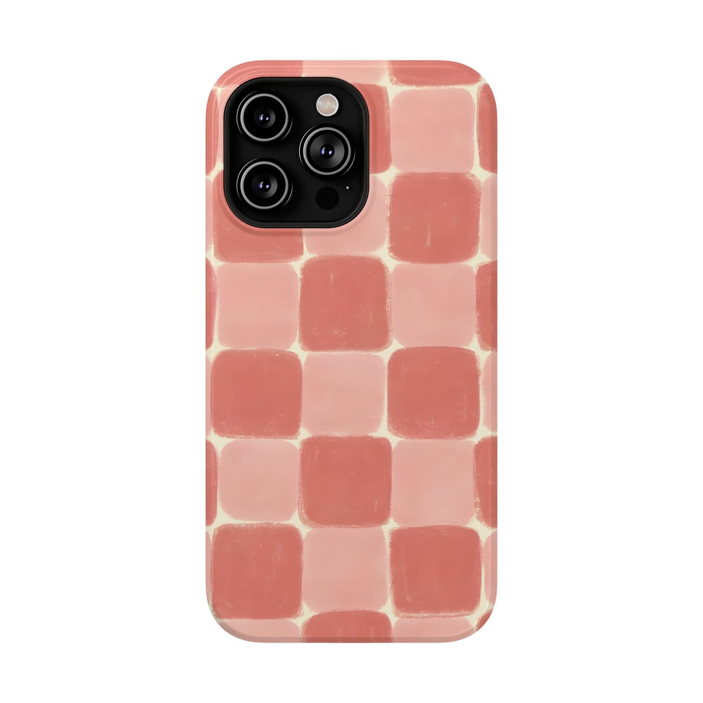 Blush Pink Checkerboard Phone Case – MagSafe Compatible for iPhone & Samsung Galaxy