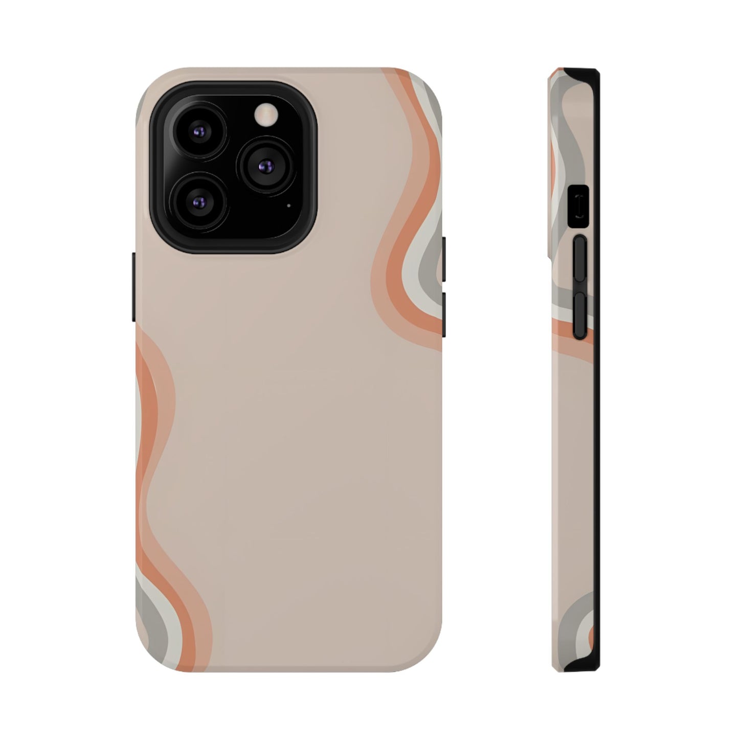 Minimalist Neutral Wavy Phone Case – MagSafe Compatible for iPhone & Samsung Galaxy