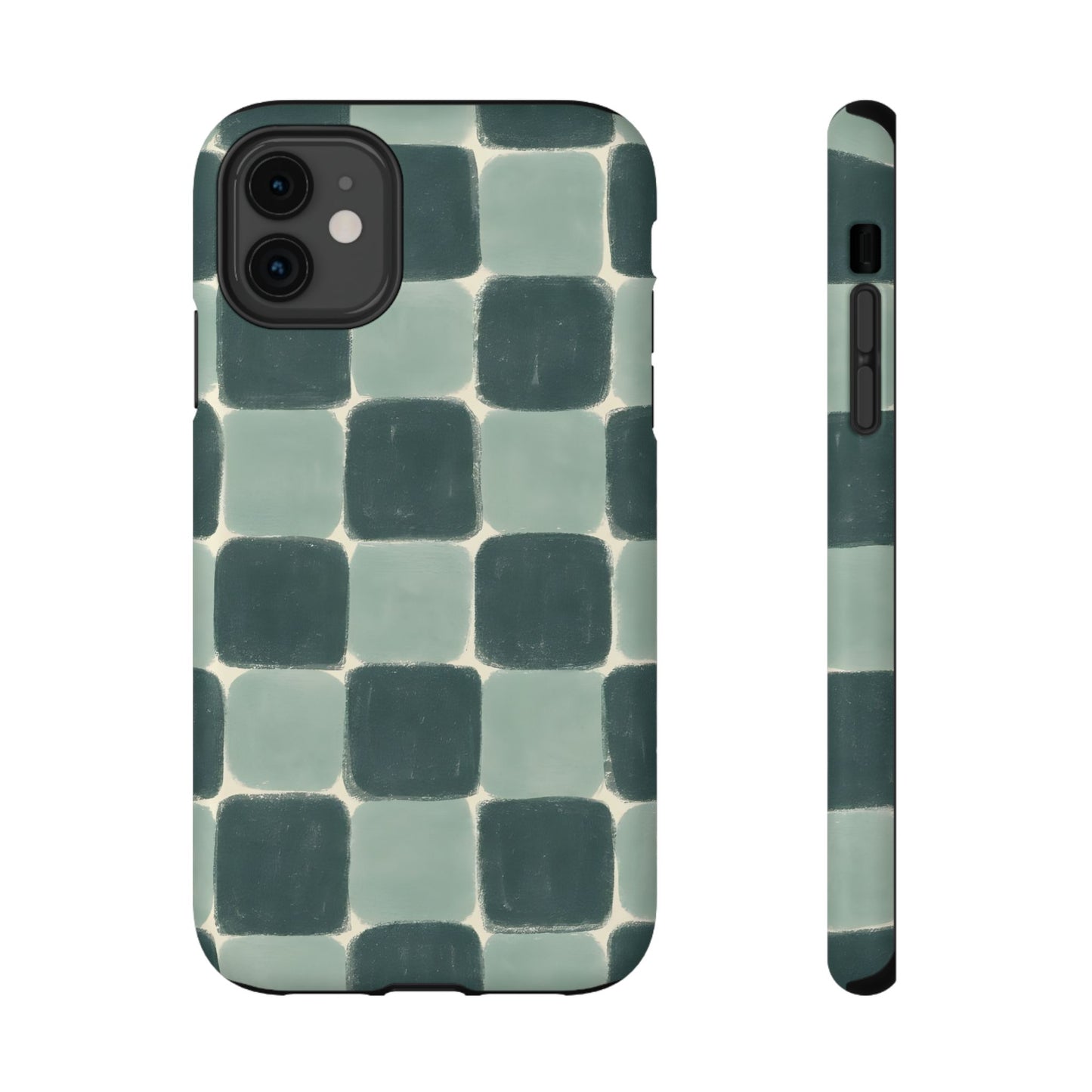 Green Checkerboard Retro Phone Case – MagSafe Compatible for iPhone & Samsung Galaxy