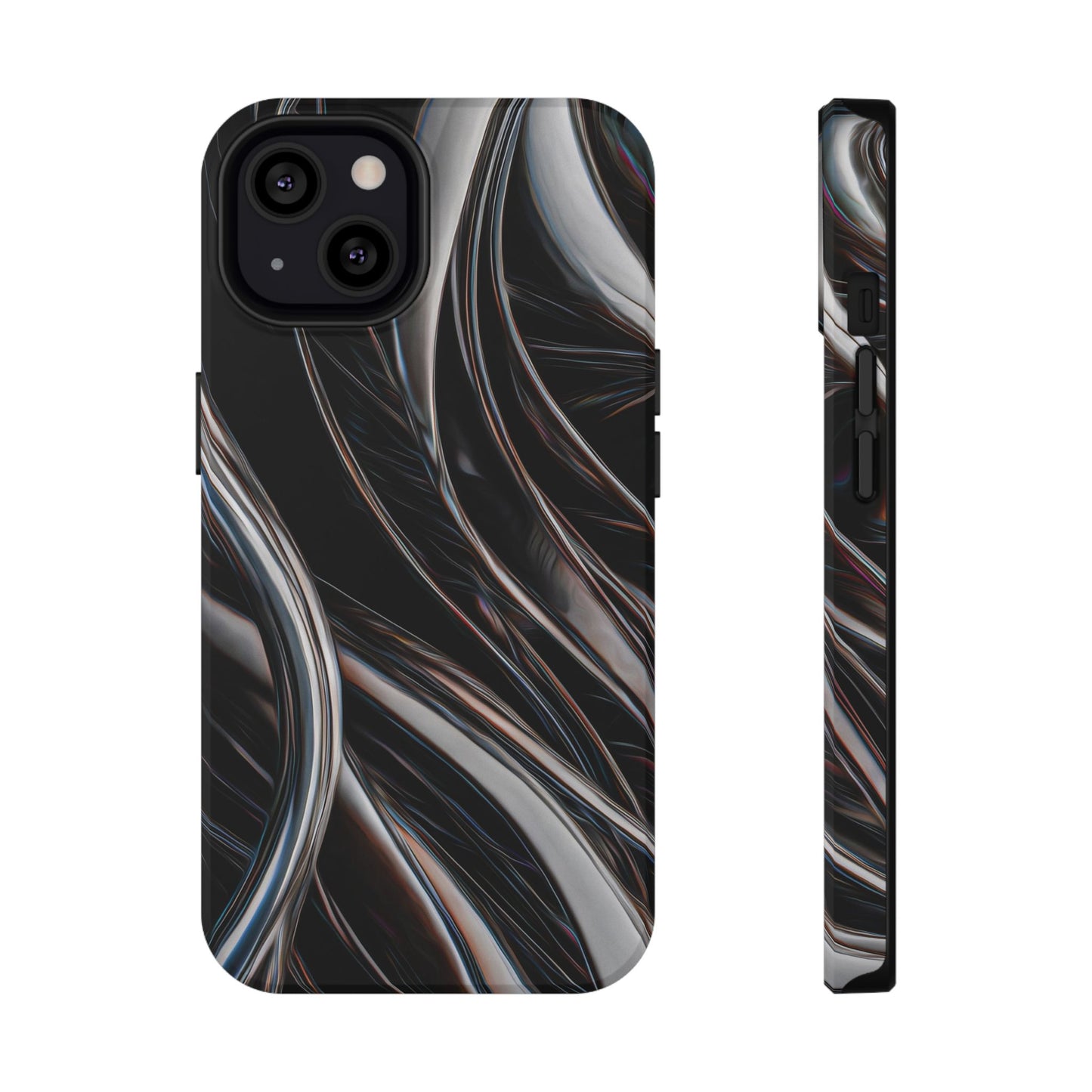Black Metallic Streaks Phone Case – MagSafe Compatible for iPhone & Samsung Galaxy