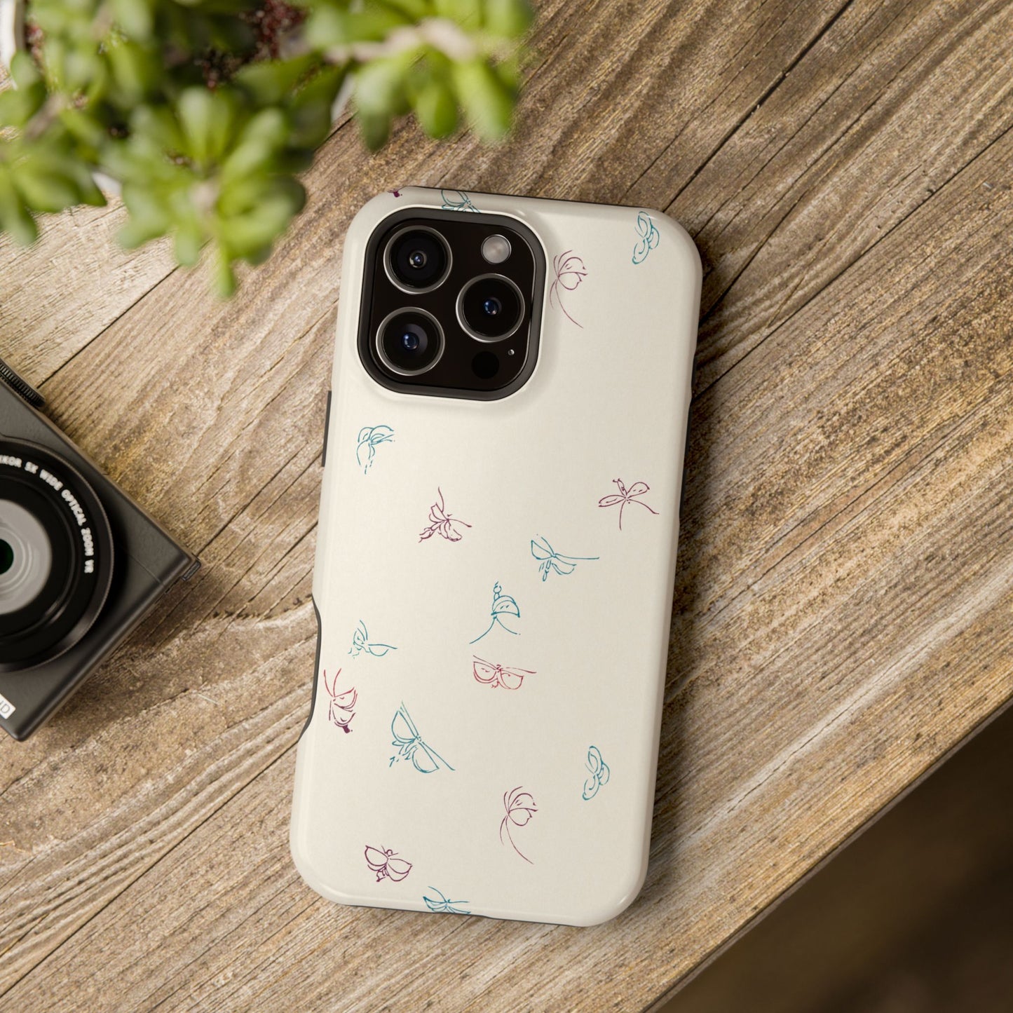 Minimalist Butterfly Sketch Phone Case – MagSafe Compatible for iPhone & Samsung Galaxy