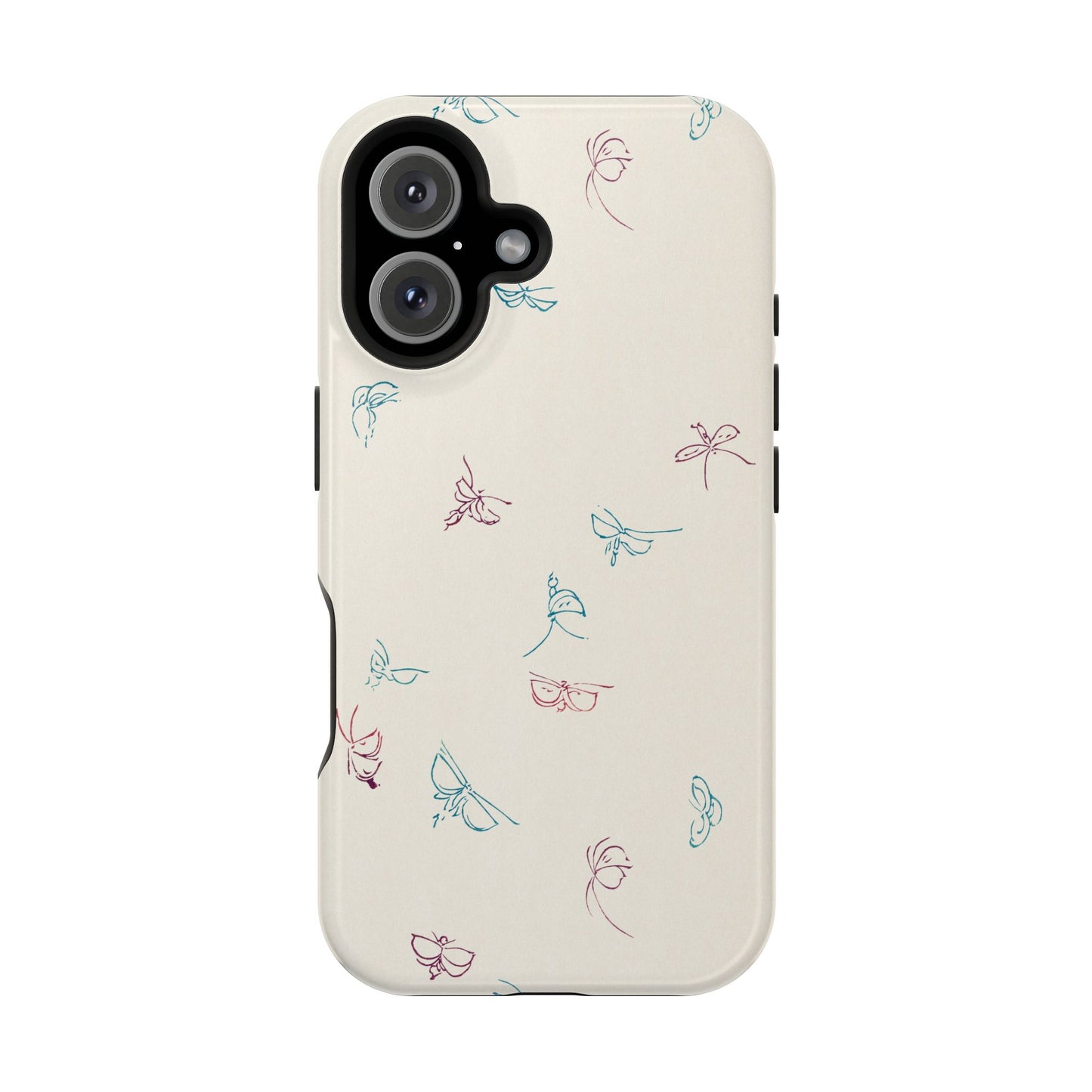 Minimalist Butterfly Sketch Phone Case – MagSafe Compatible for iPhone & Samsung Galaxy