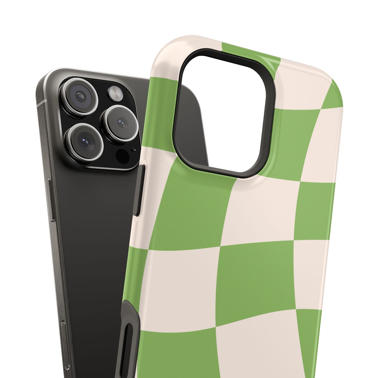 Green Wavy Checkerboard Aesthetic Phone Case – MagSafe Compatible for iPhone & Samsung Galaxy