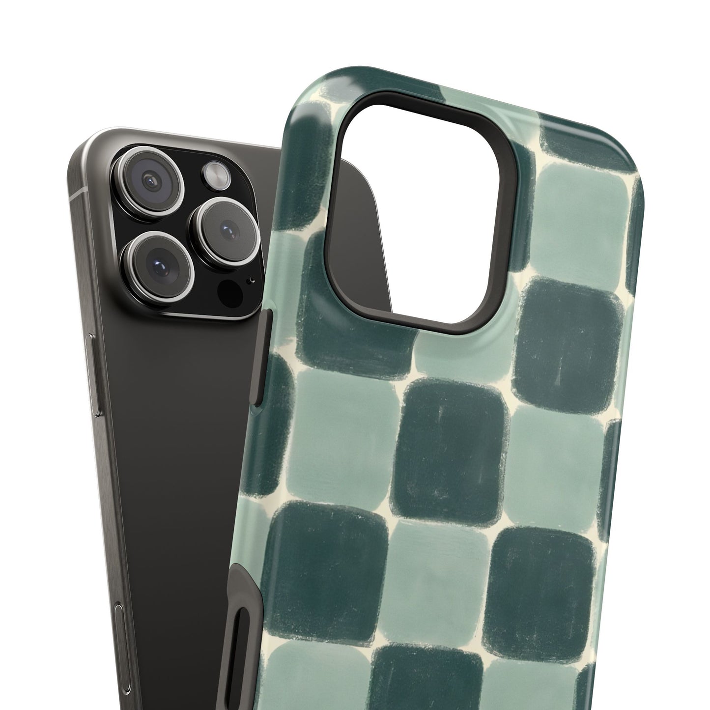 Green Checkerboard Retro Phone Case – MagSafe Compatible for iPhone & Samsung Galaxy