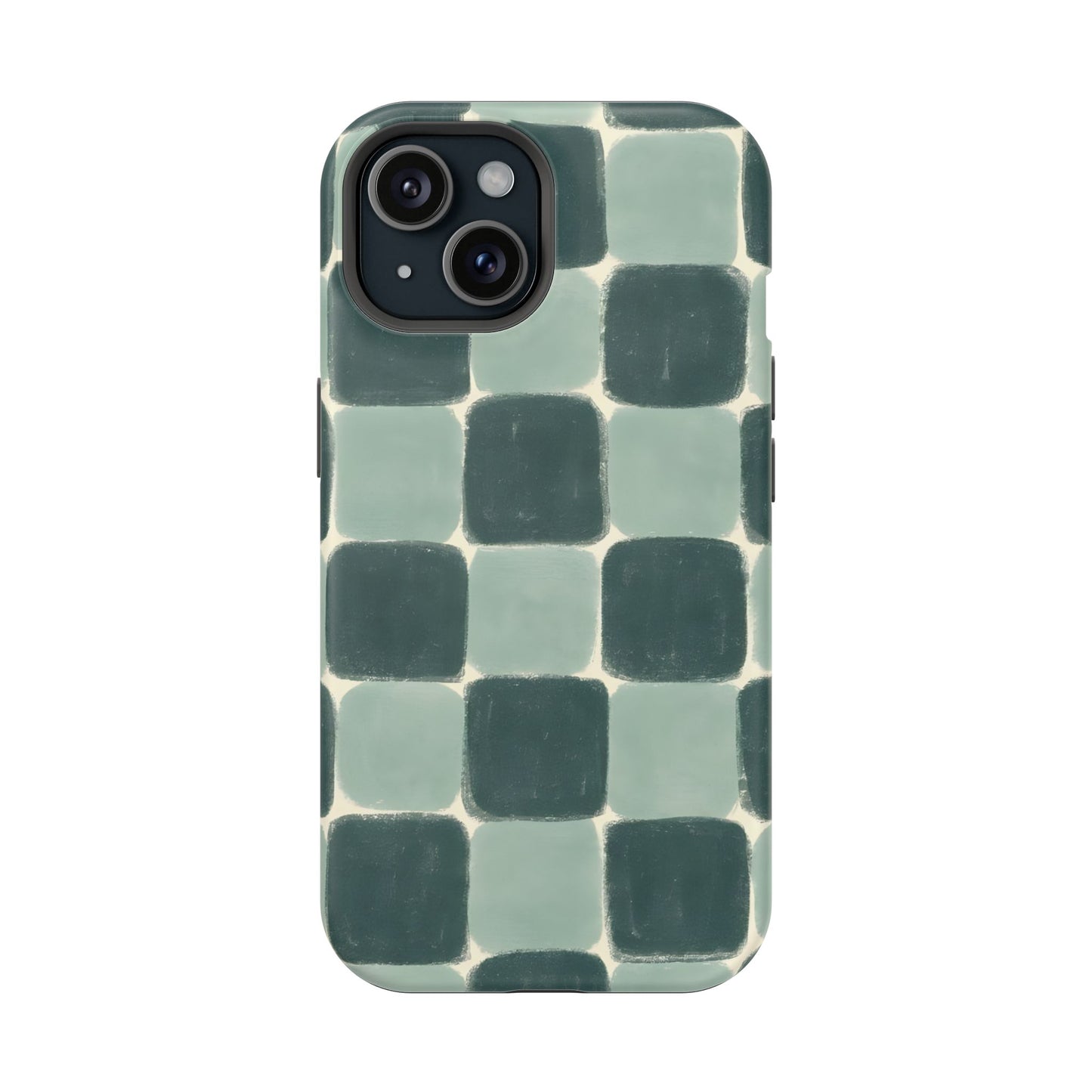 Green Checkerboard Retro Phone Case – MagSafe Compatible for iPhone & Samsung Galaxy