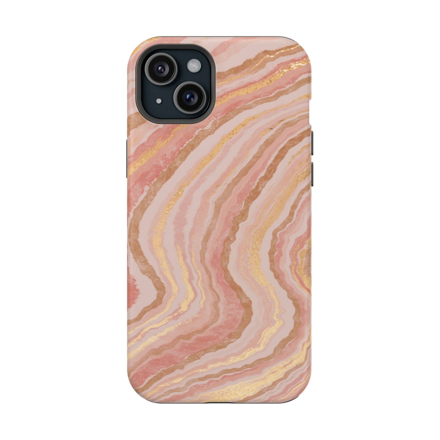 Rose Gold Marble Wave Phone Case – MagSafe Compatible for iPhone & Samsung Galaxy