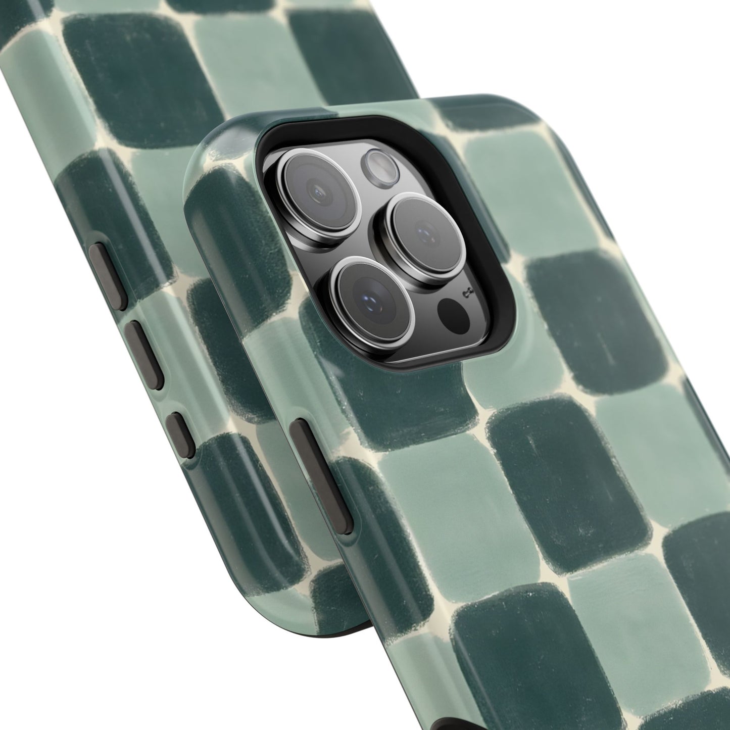 Green Checkerboard Retro Phone Case – MagSafe Compatible for iPhone & Samsung Galaxy