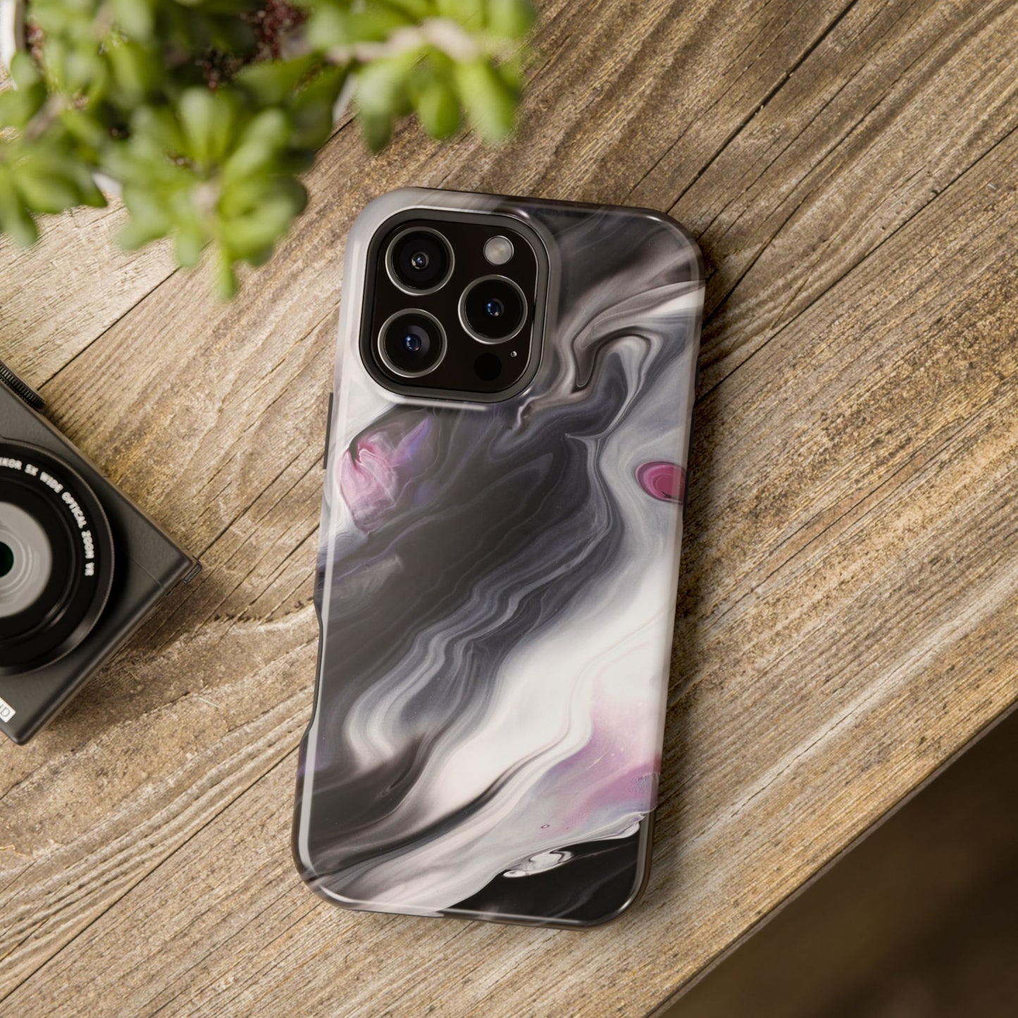 Galaxy Smoke Noir Marble Phone Case – MagSafe Compatible for iPhone & Samsung Galaxy