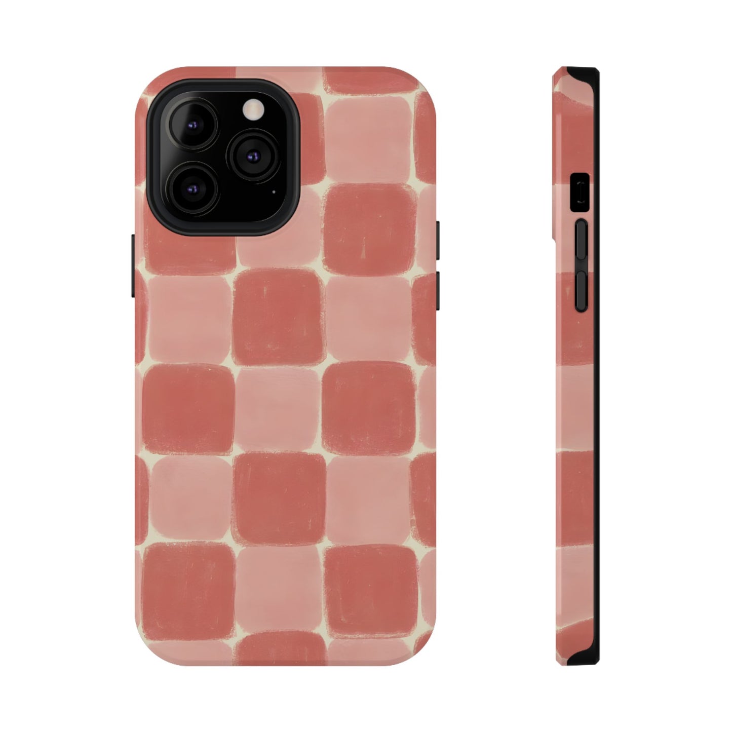 Blush Pink Checkerboard Phone Case – MagSafe Compatible for iPhone & Samsung Galaxy