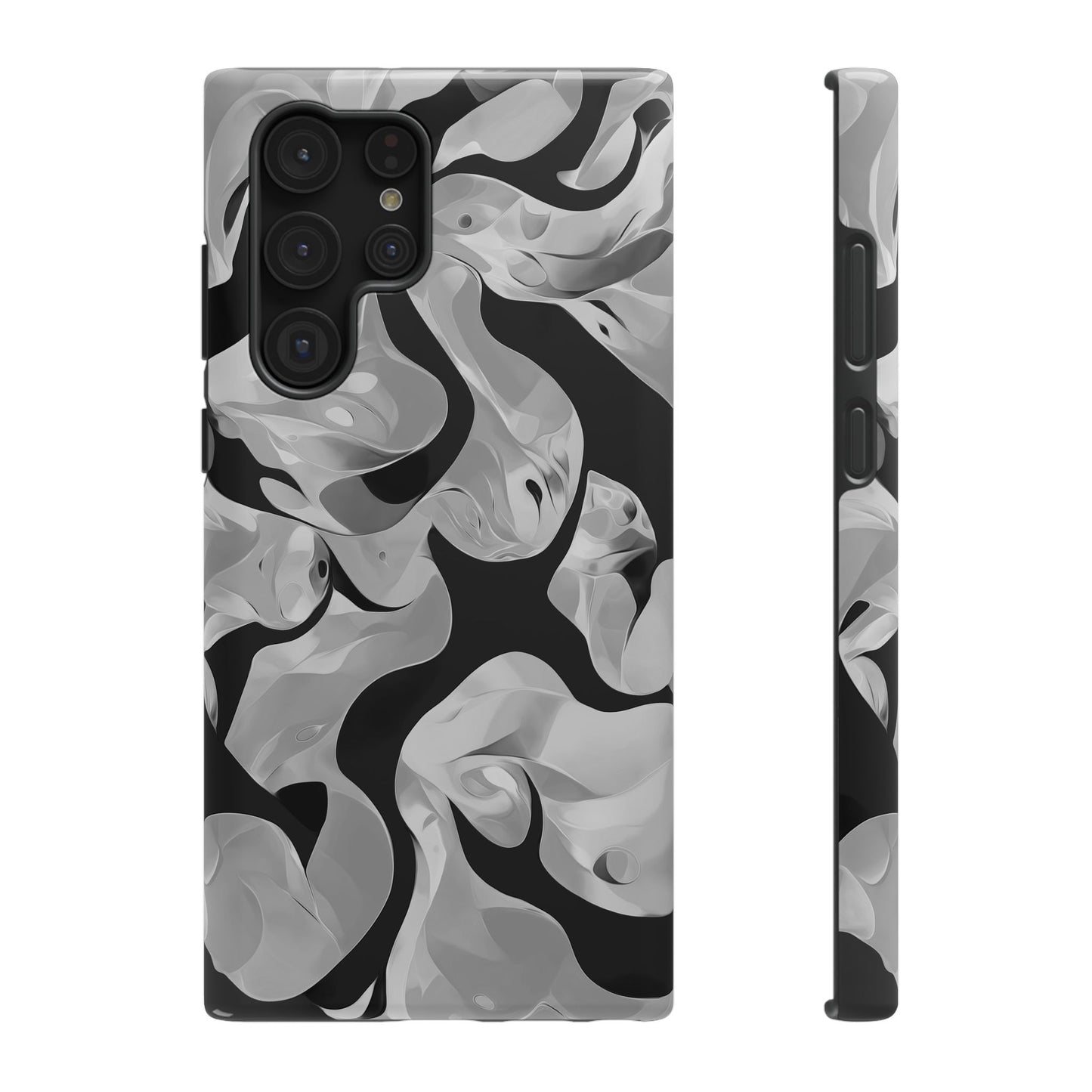 Abstract Monochrome Swirl Phone Case – MagSafe Compatible for iPhone & Samsung Galaxy