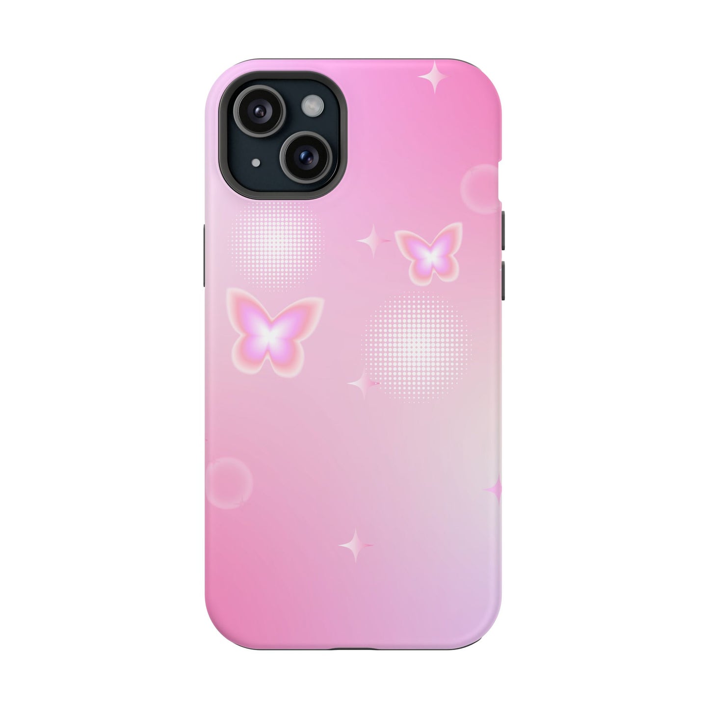 Pink Glow Butterfly Dream Phone Case – MagSafe Compatible for iPhone & Samsung Galaxy