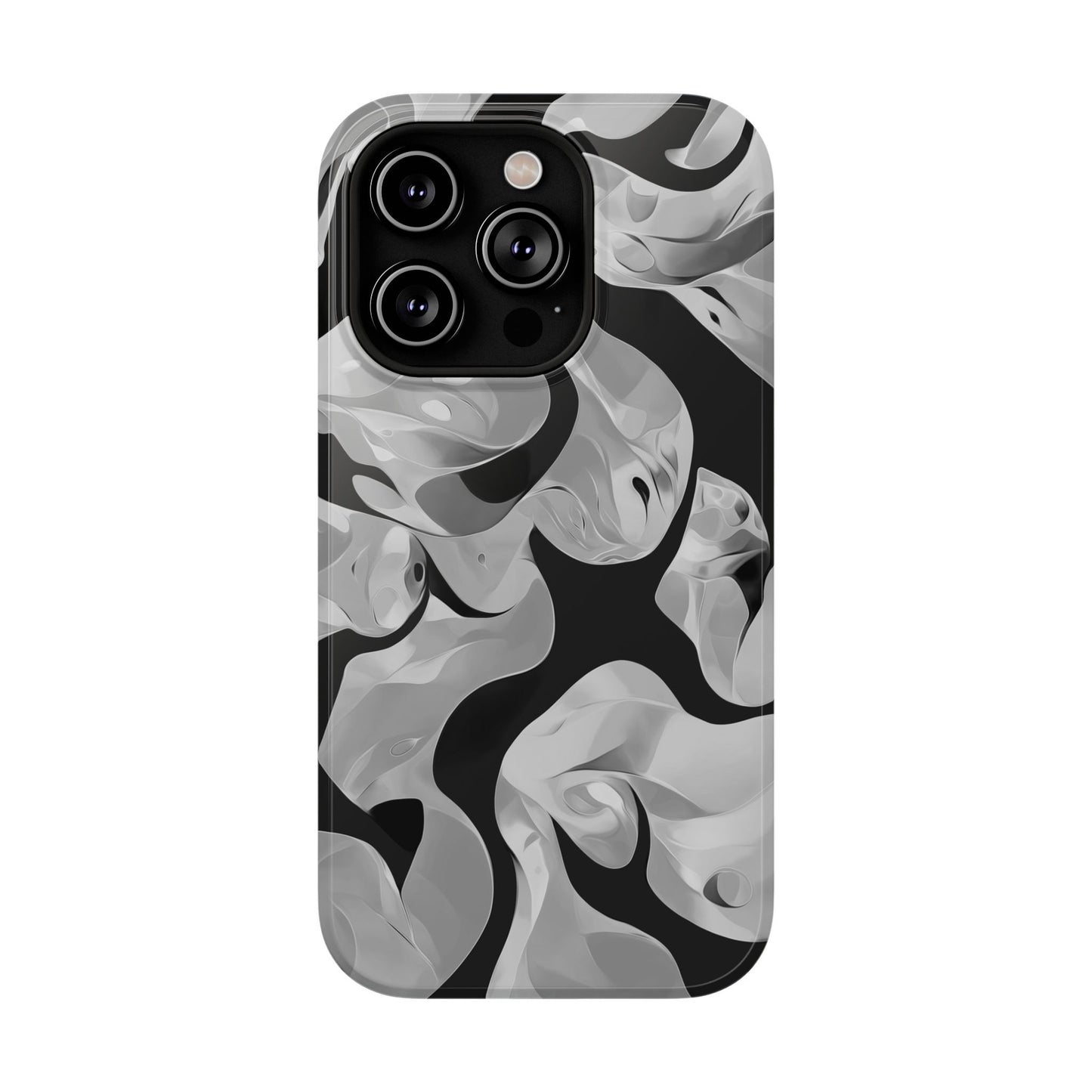 Abstract Monochrome Swirl Phone Case – MagSafe Compatible for iPhone & Samsung Galaxy