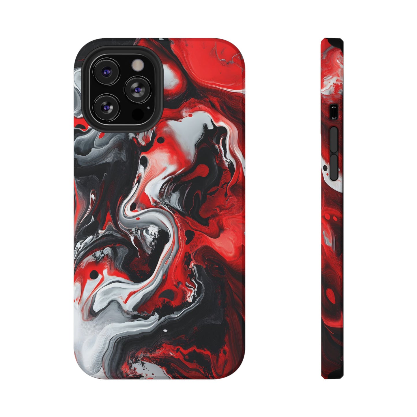 Crimson Chaos Abstract Swirl Phone Case – MagSafe Compatible for iPhone & Samsung Galaxy